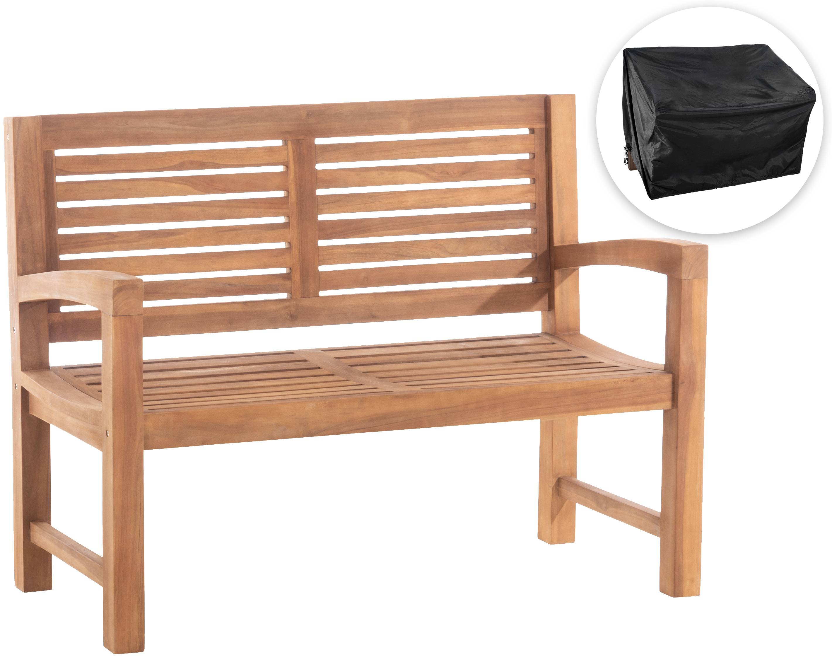 Teakbank 120 cm mit Abdeckhaube