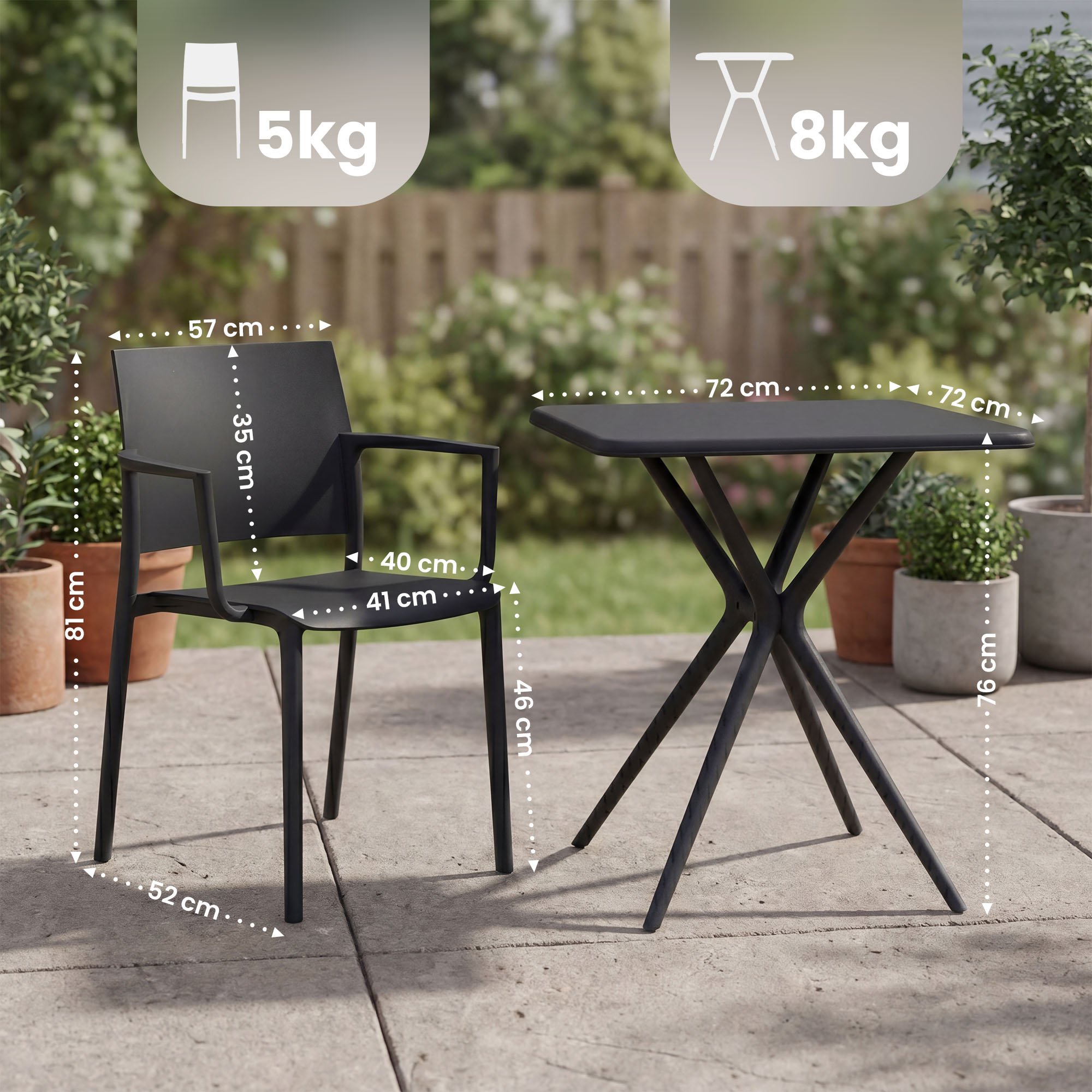 Gartenmöbel-Set Pula schwarz