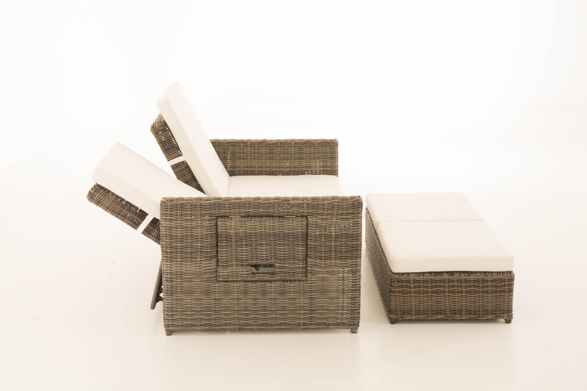 Polyrattan Sofa Ancona 5mm grau-meliert cremeweiß