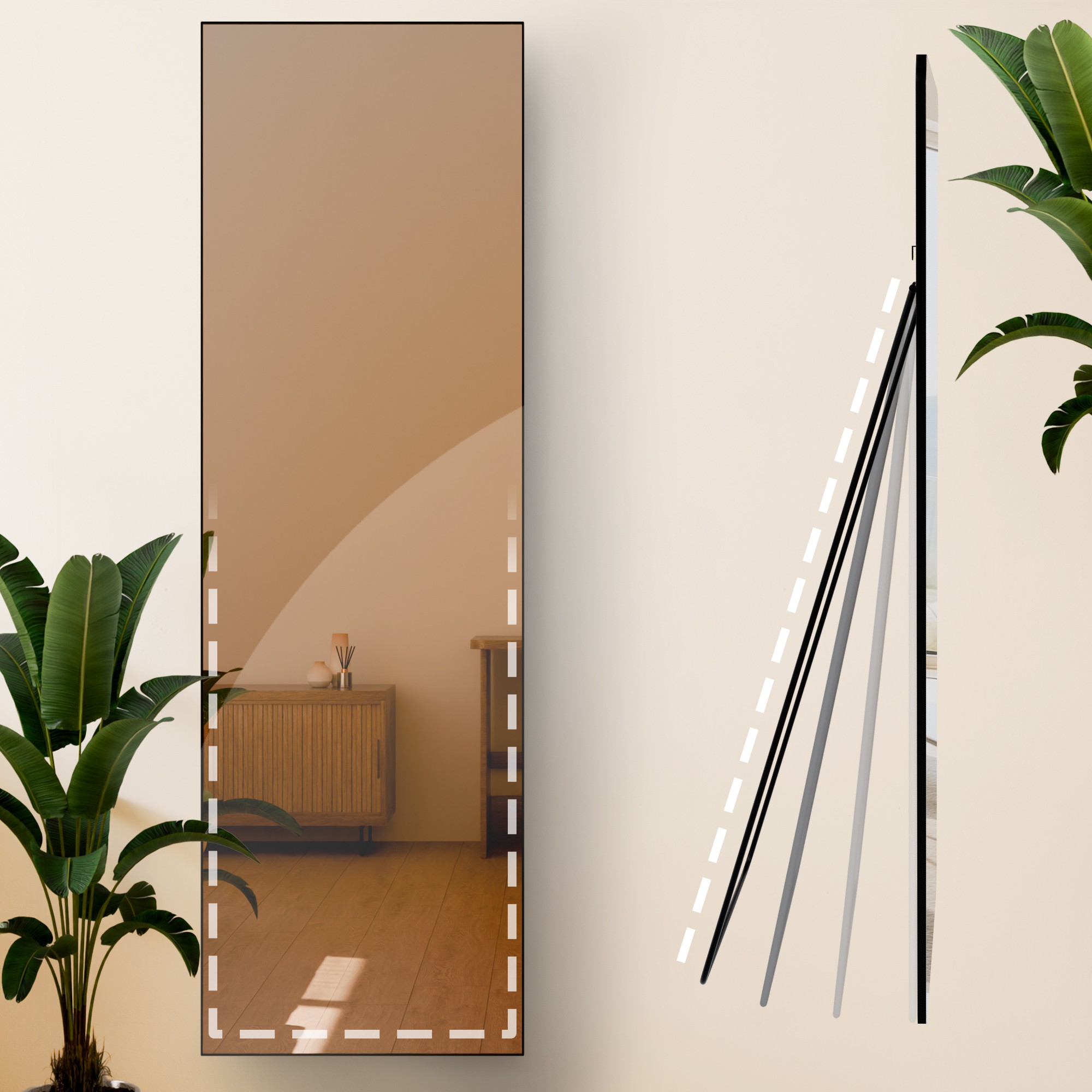 Spiegel Benicia schwarz-matt 160x50 cm