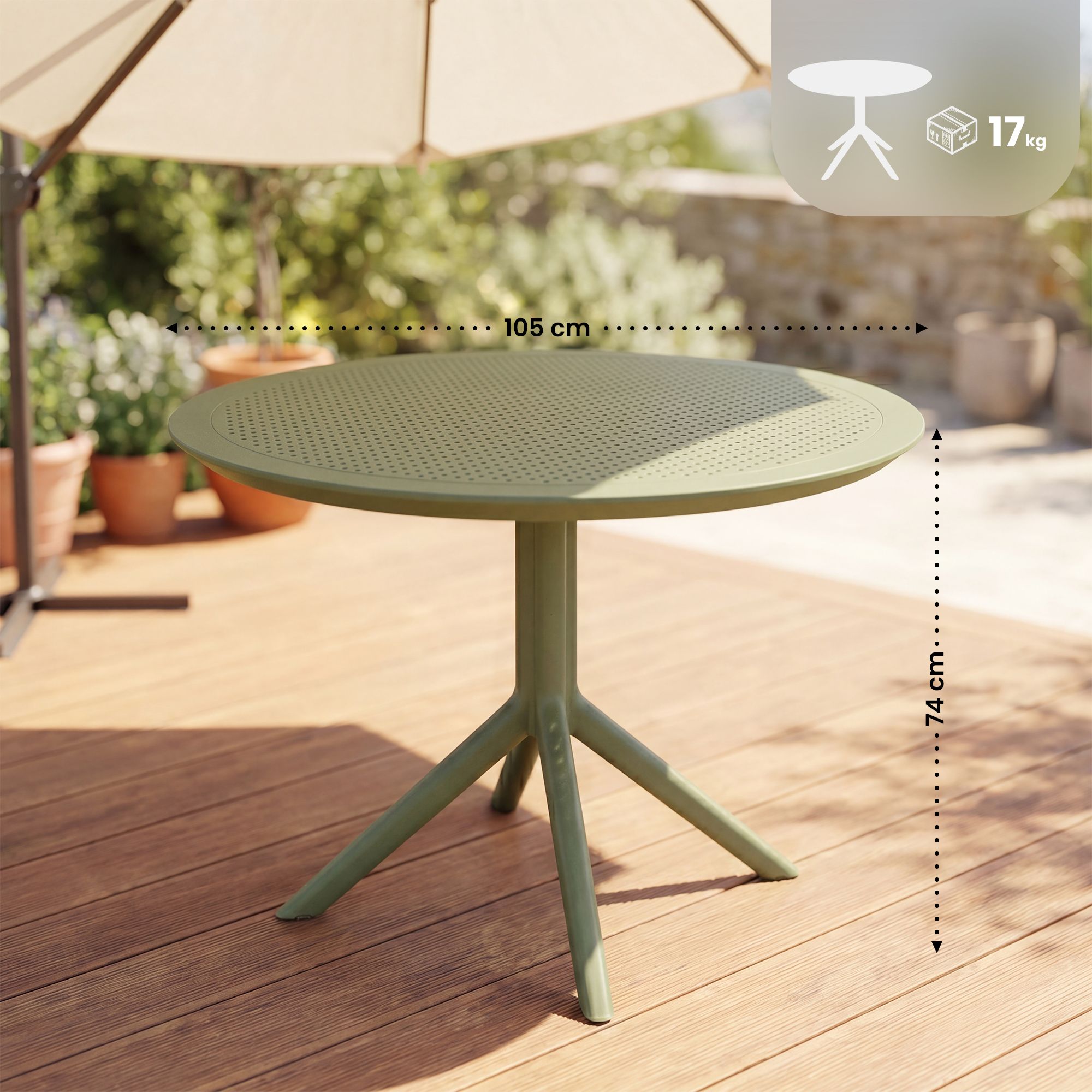 Tisch Sky 105 cm oliv