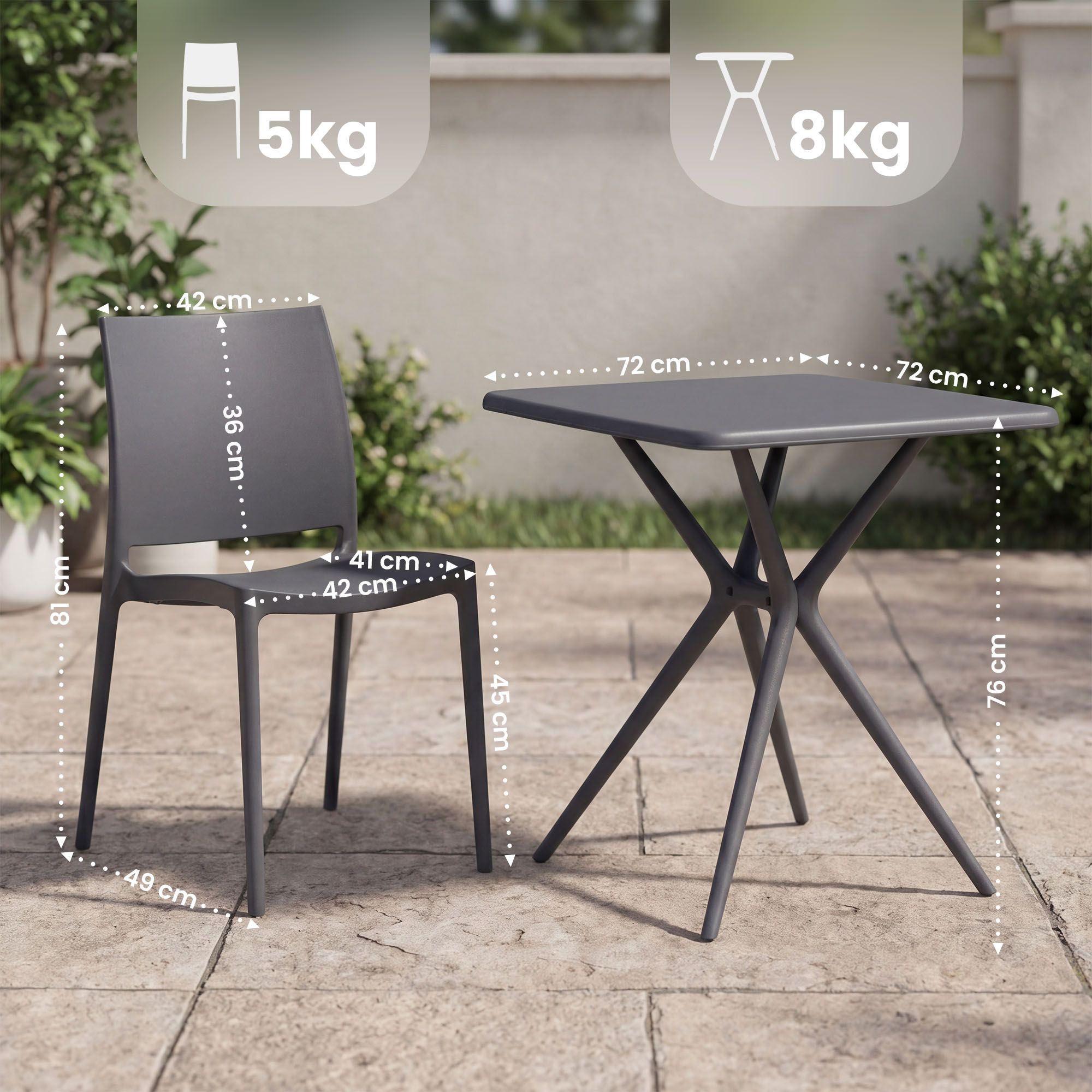 Gartenmöbel-Set Amino mit 2 Stühlen dunkelgrau