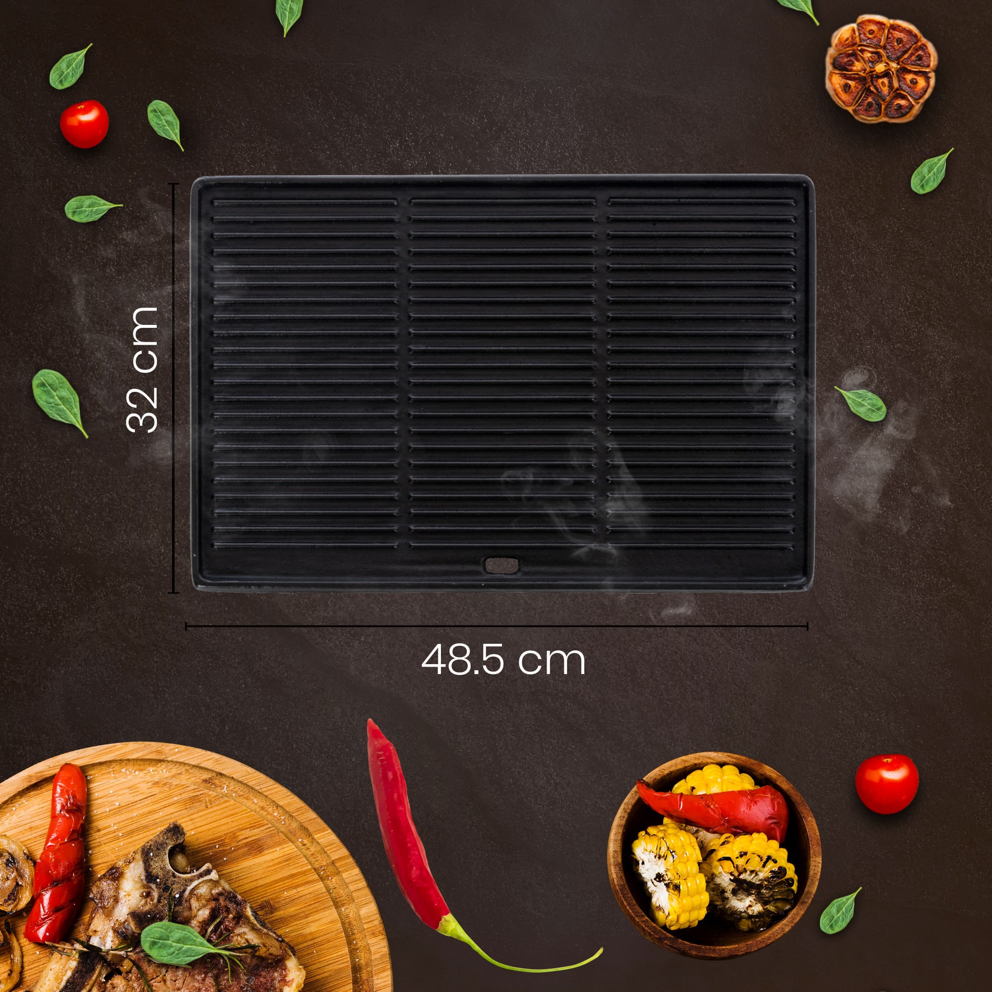 Grillplatte anthrazit 48,5x32 cm