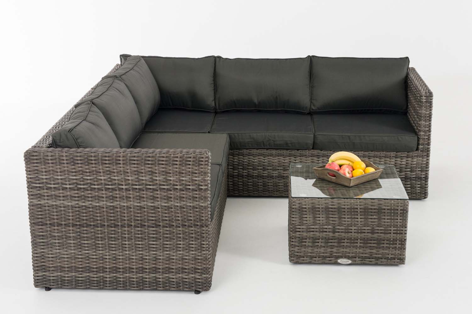 Polyrattan Gartengarnitur Liberi 5mm grau-meliert anthrazit