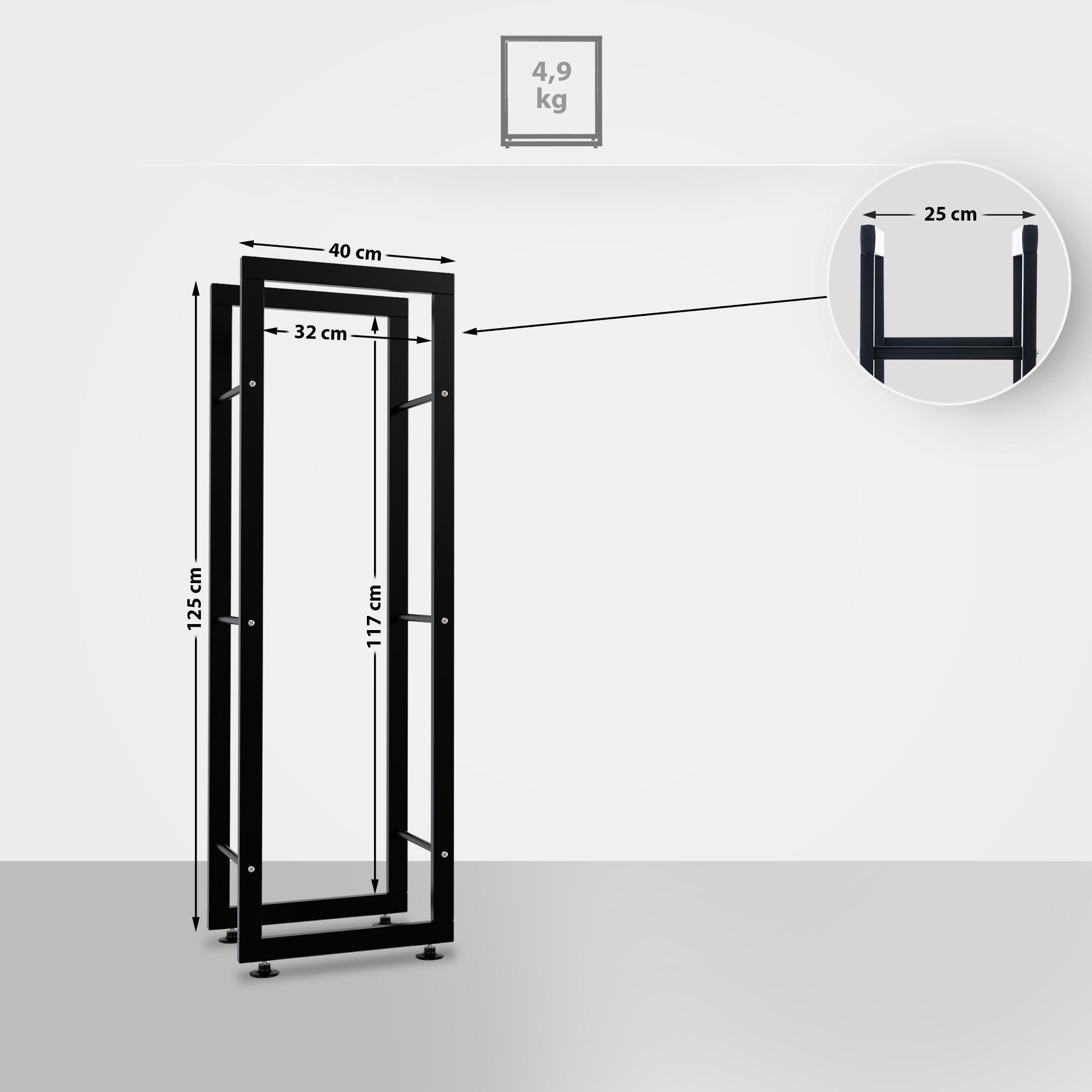 Kaminholzständer Keri V2 schwarz 25x40x125 cm
