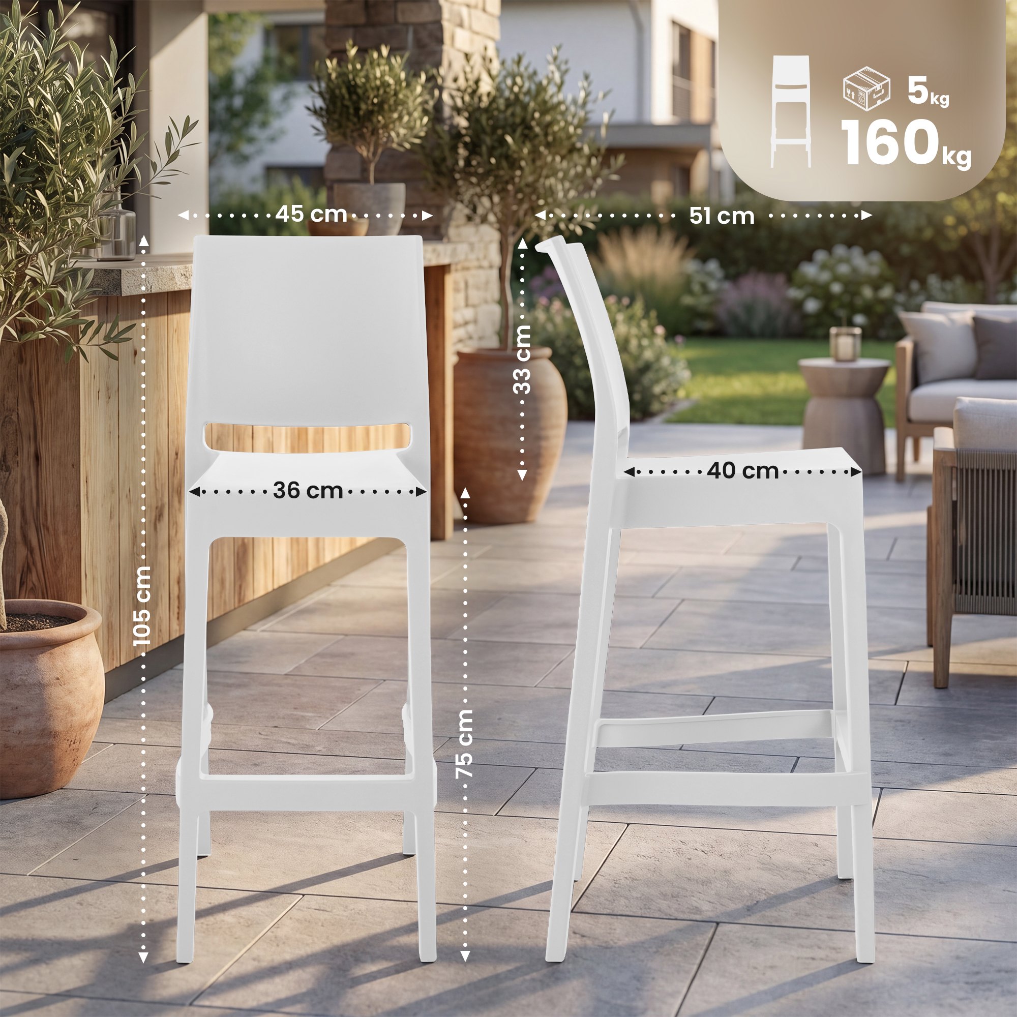 4er Set Barhocker Maya Kunststoff