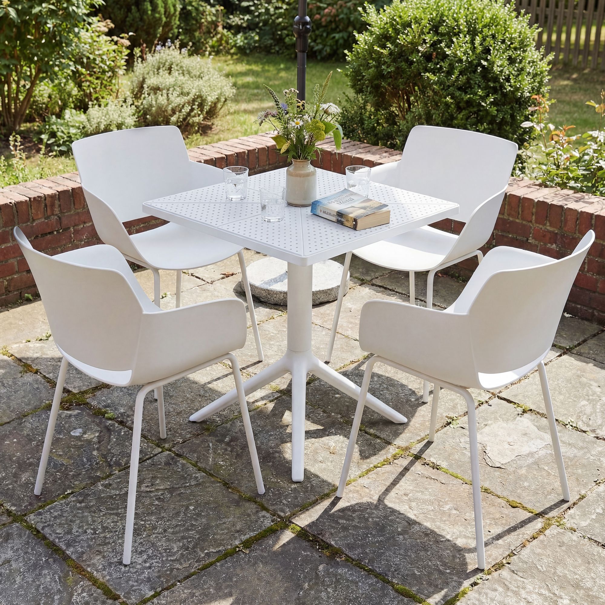 Gartenmöbel-Set Norva mit 4 Stühlen weiß