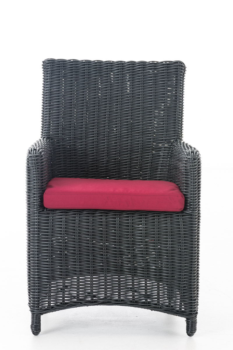 Polyrattan Gartenstuhl Fontana 5mm schwarz rubinrot