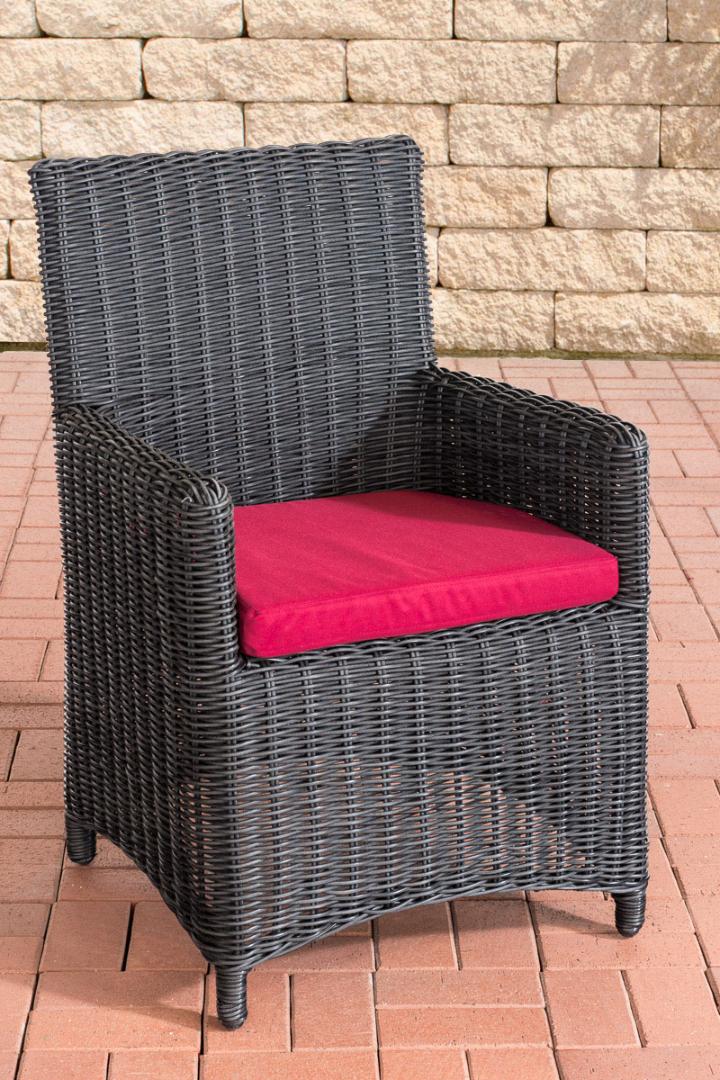 Polyrattan Gartenstuhl Fontana 5mm schwarz rubinrot