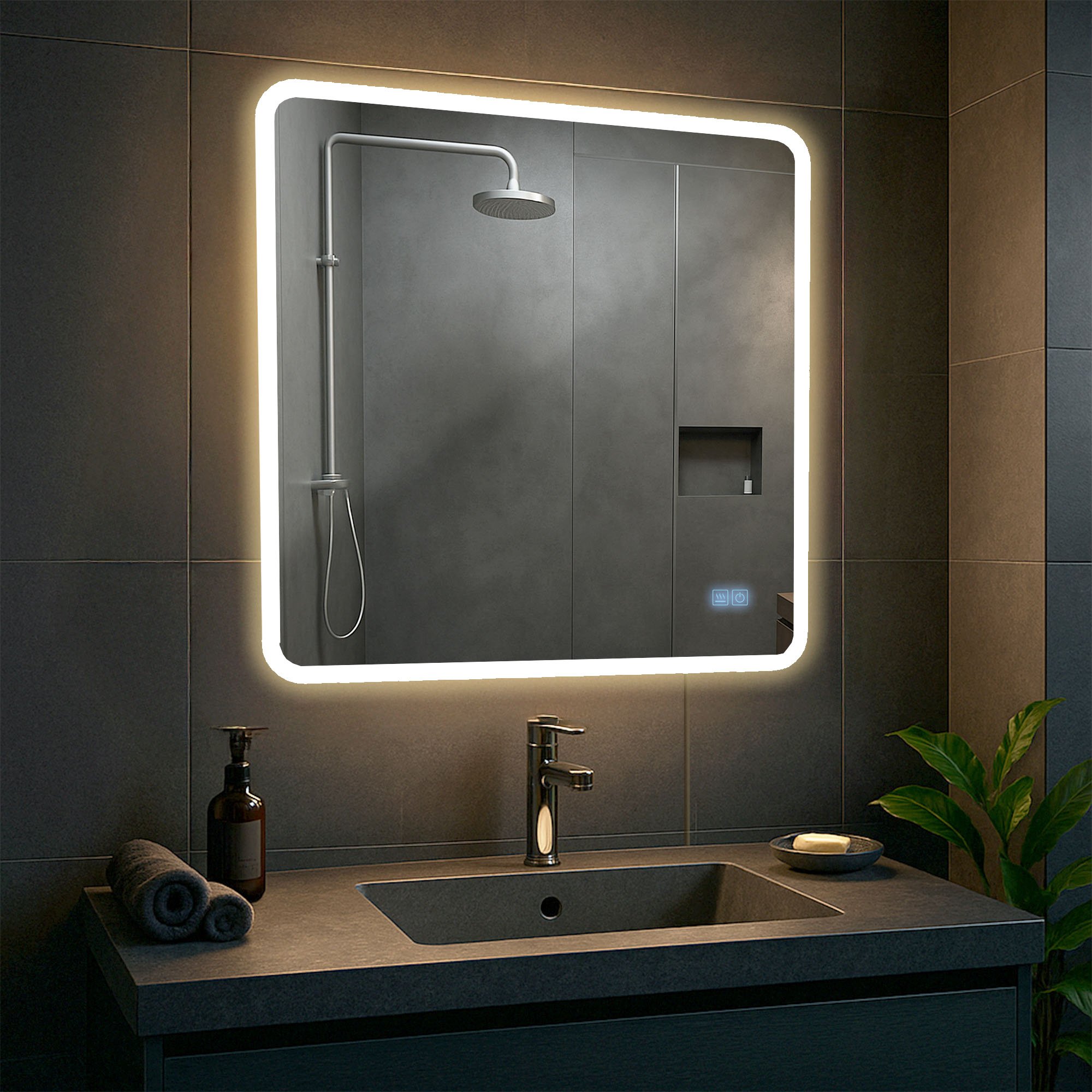 Badspiegel Jericho mit Bluetooth 80x80 cm