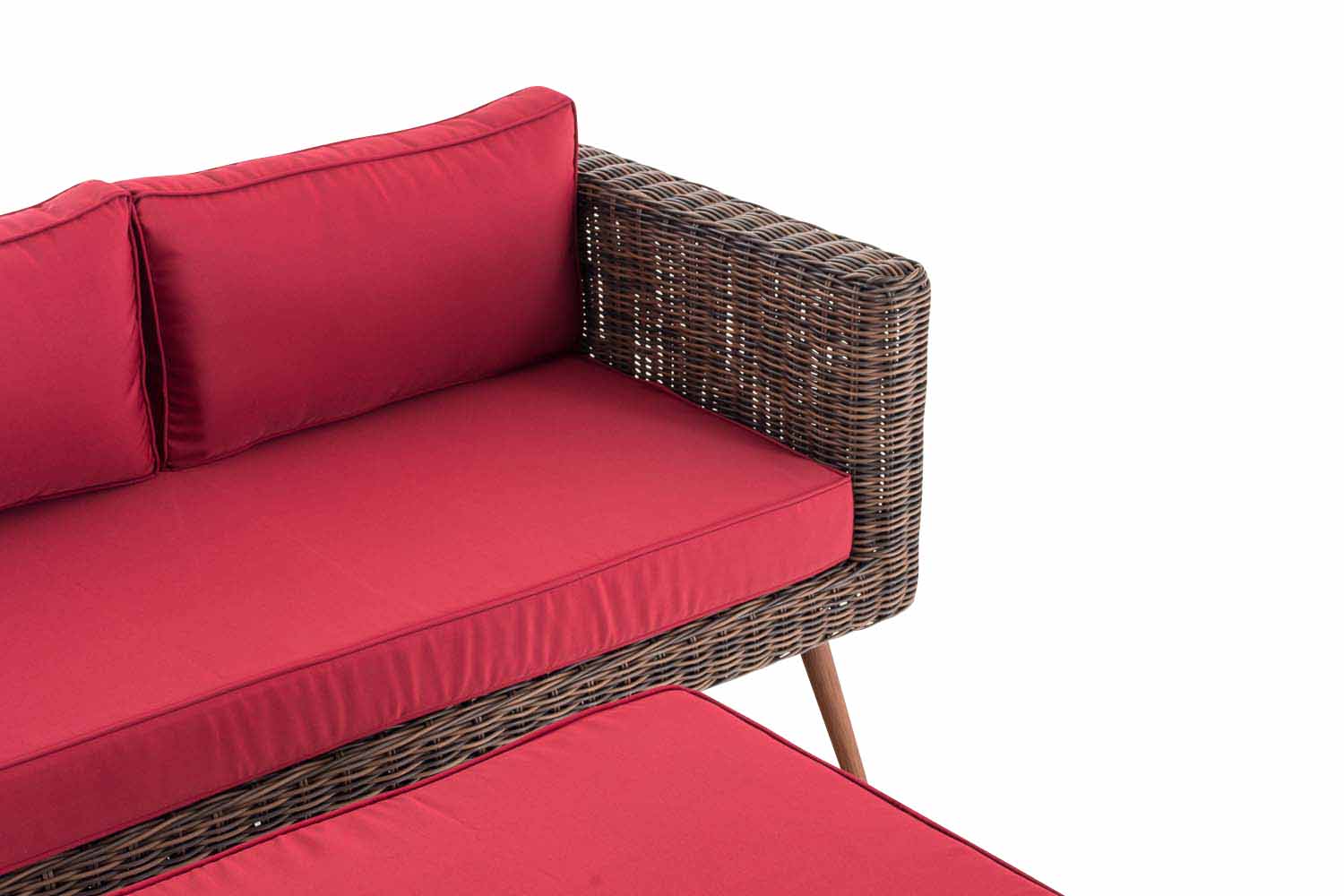 2er Sofa Molde mit Fußhocker 5mm Braun-meliert rubinrot 40 cm (Dunkelbraun)