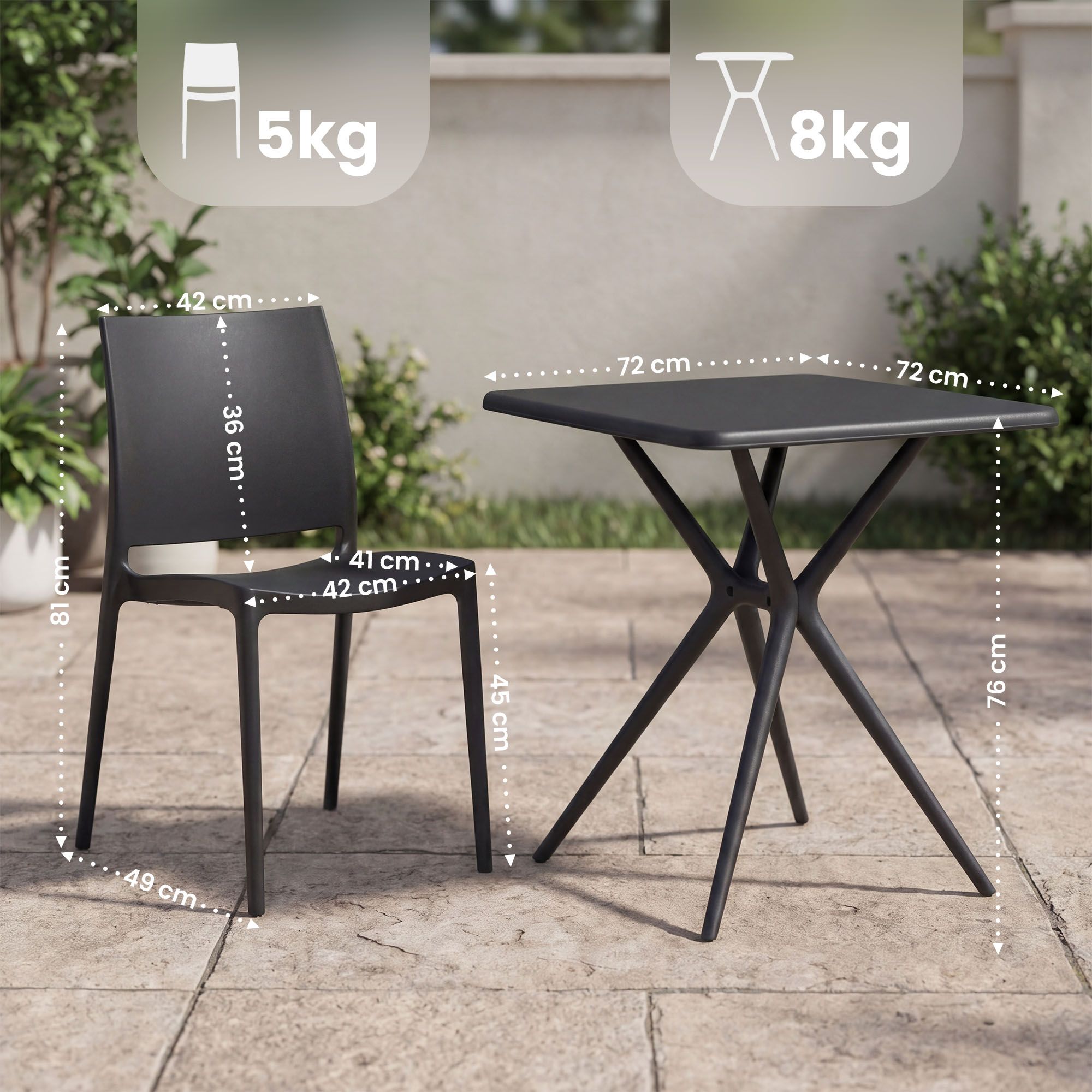 Gartenmöbel-Set Amino mit 4 Stühlen schwarz