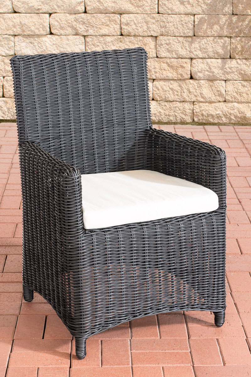 Polyrattan Gartenstuhl Fontana 5mm schwarz cremeweiß
