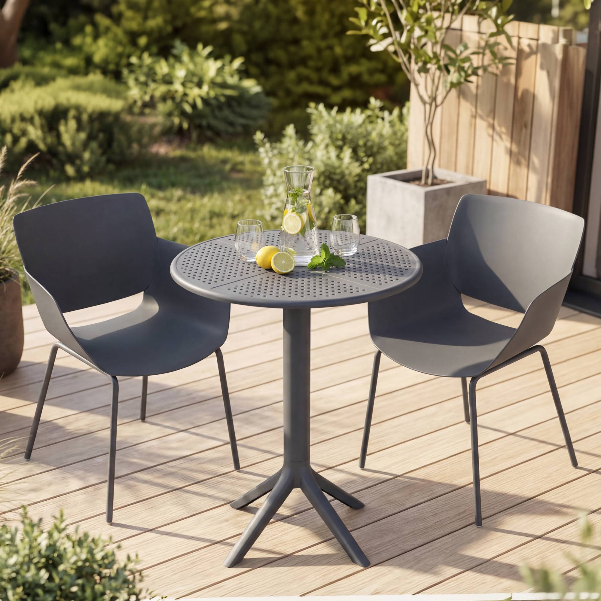 Gartenmöbel-Set Siora mit 2 Stühlen dunkelgrau