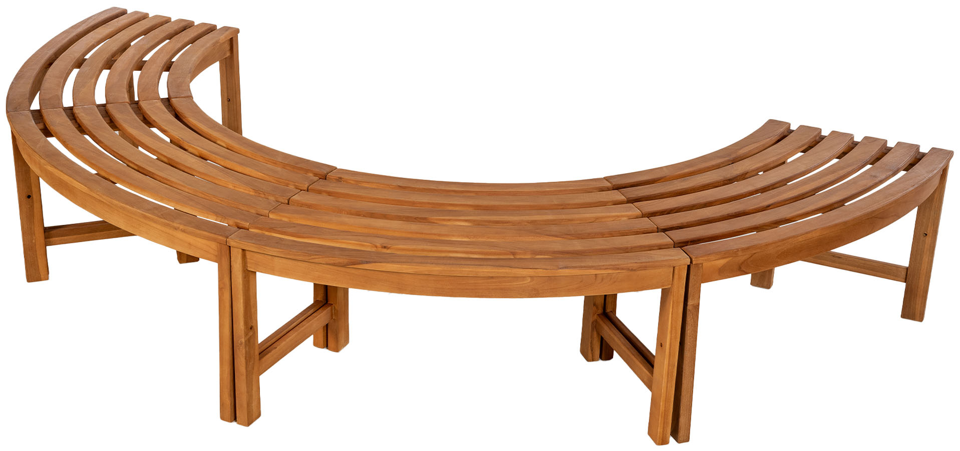 Baumbank Male halbrund ohne Rückenlehne 250 cm teak