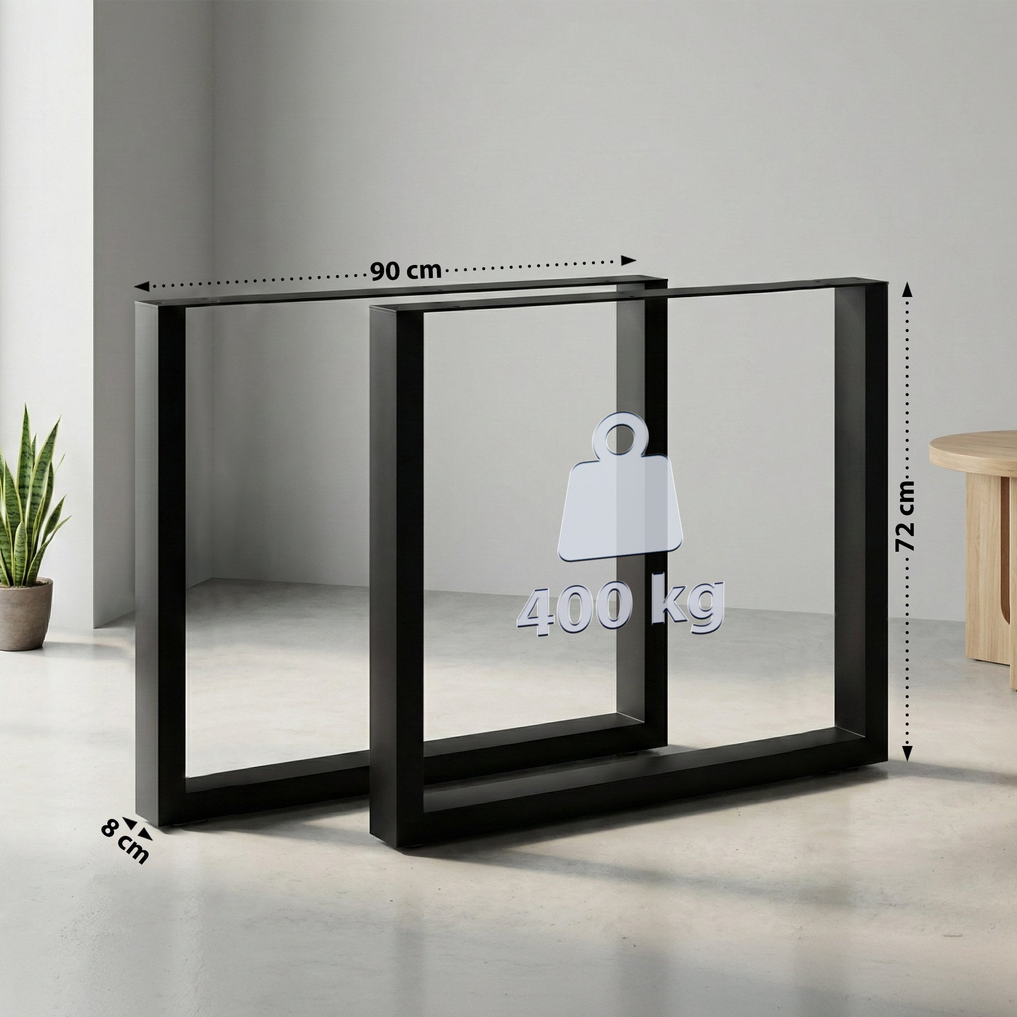 2er Set Tischbeine Ilkan schwarz 90 cm