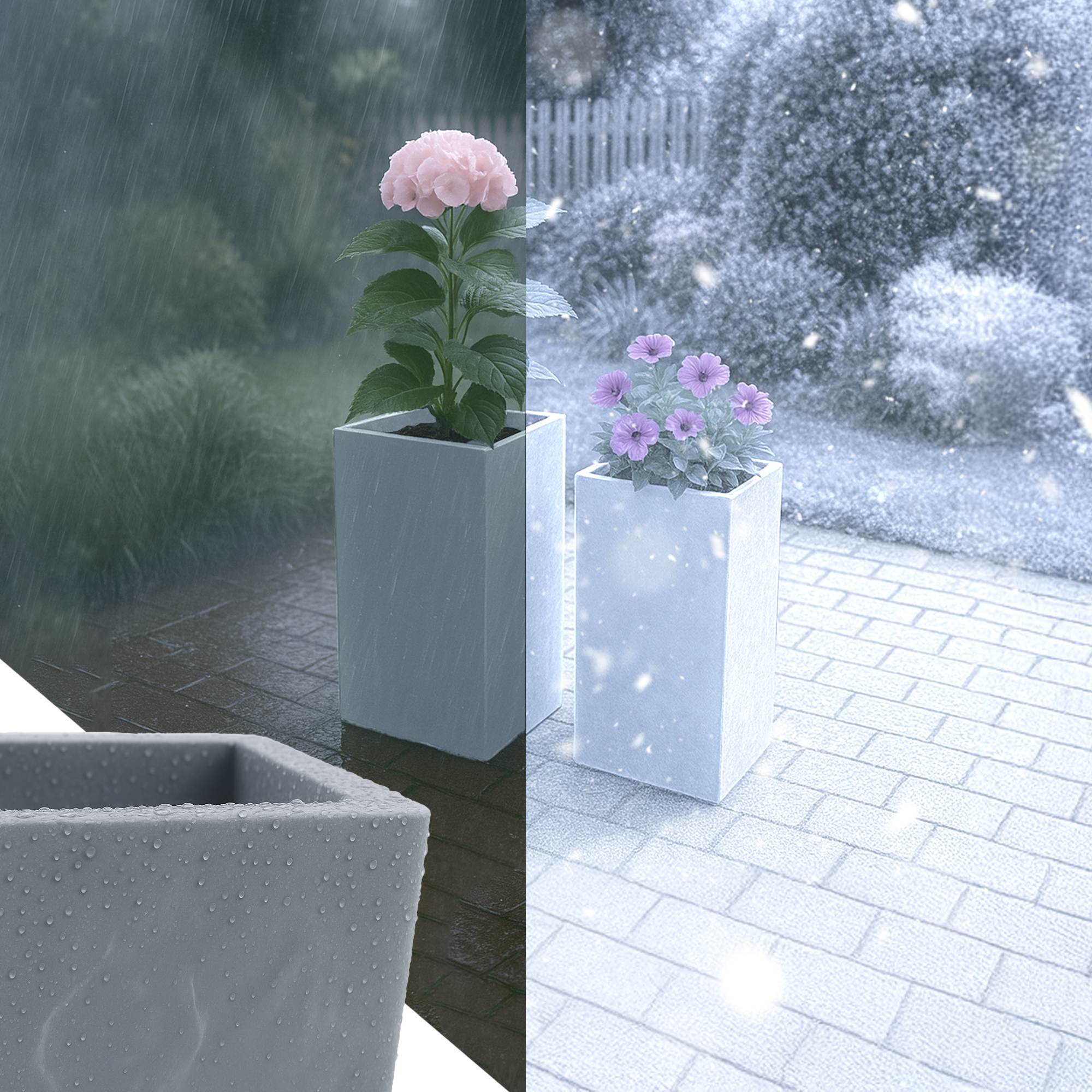2er Set Pflanzkübel quadratisch 3 grau