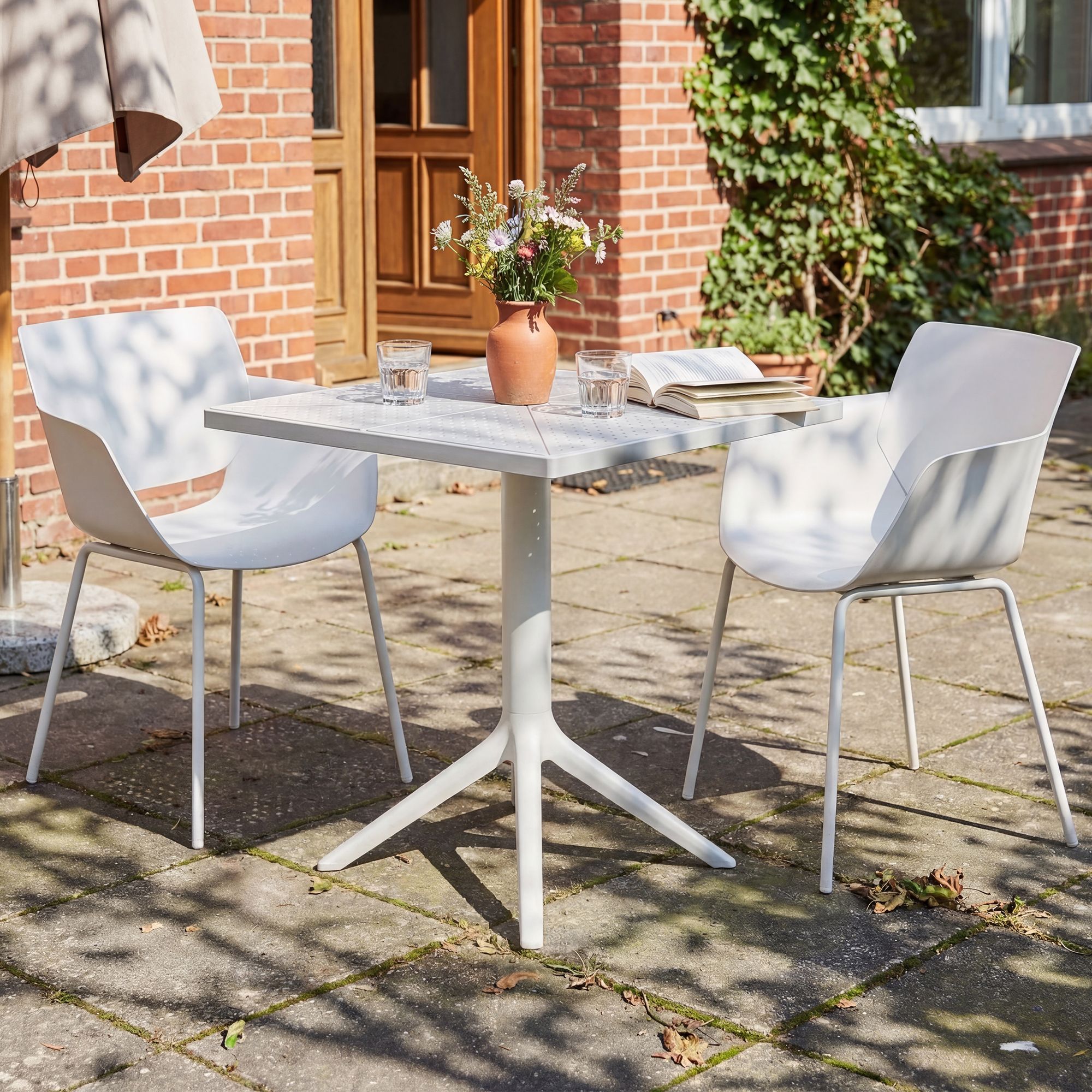 Gartenmöbel-Set Norva mit 2 Stühlen weiß