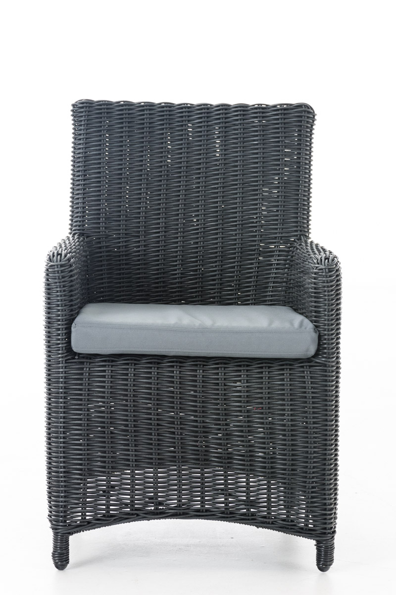 Polyrattan Gartenstuhl Fontana 5mm schwarz eisengrau