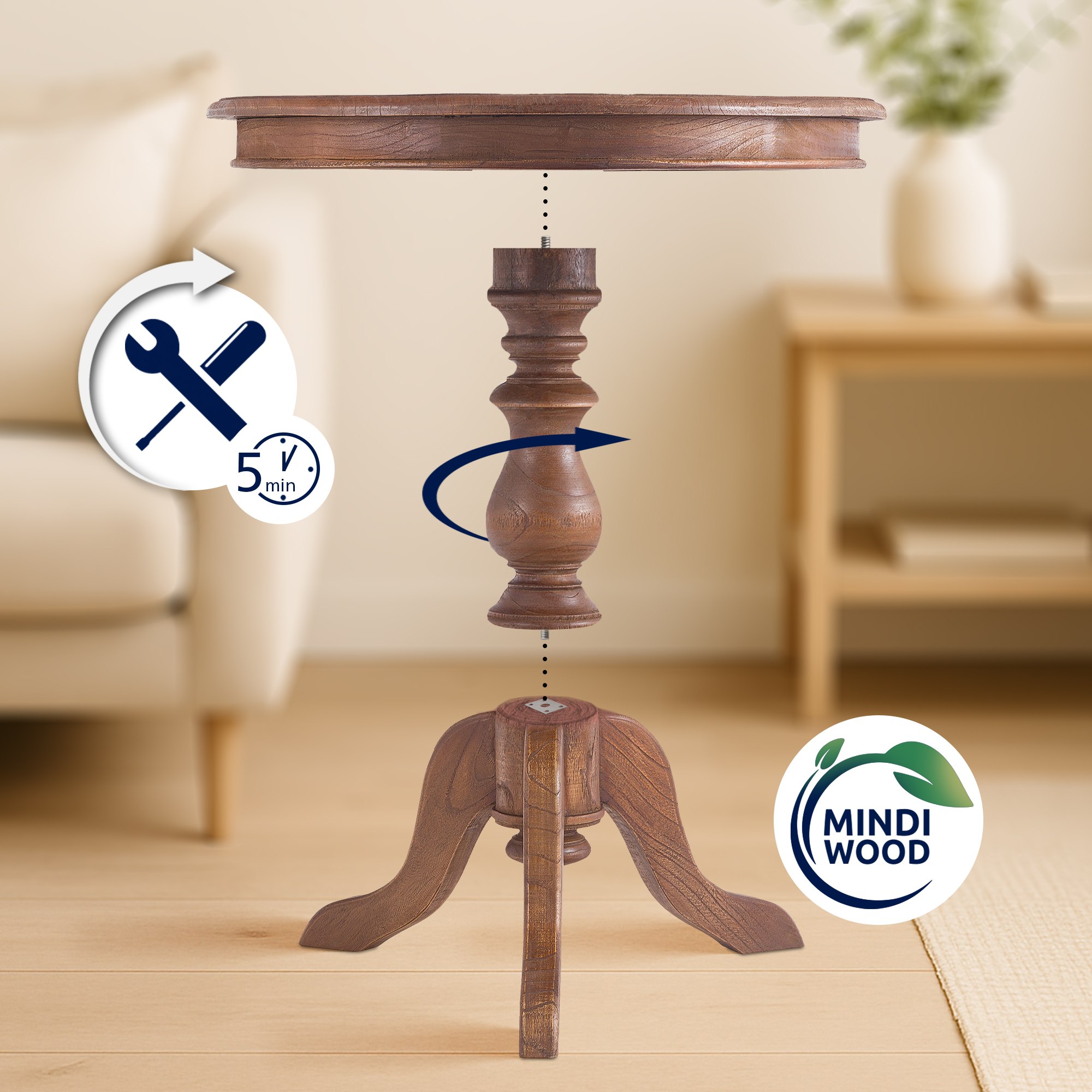 Beistelltisch Wiva 70 cm braun