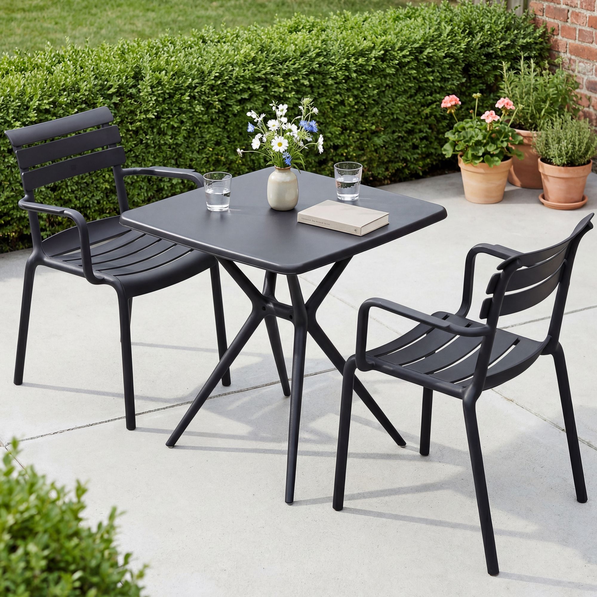 Gartenmöbel-Set Avena mit 2 Stühlen schwarz