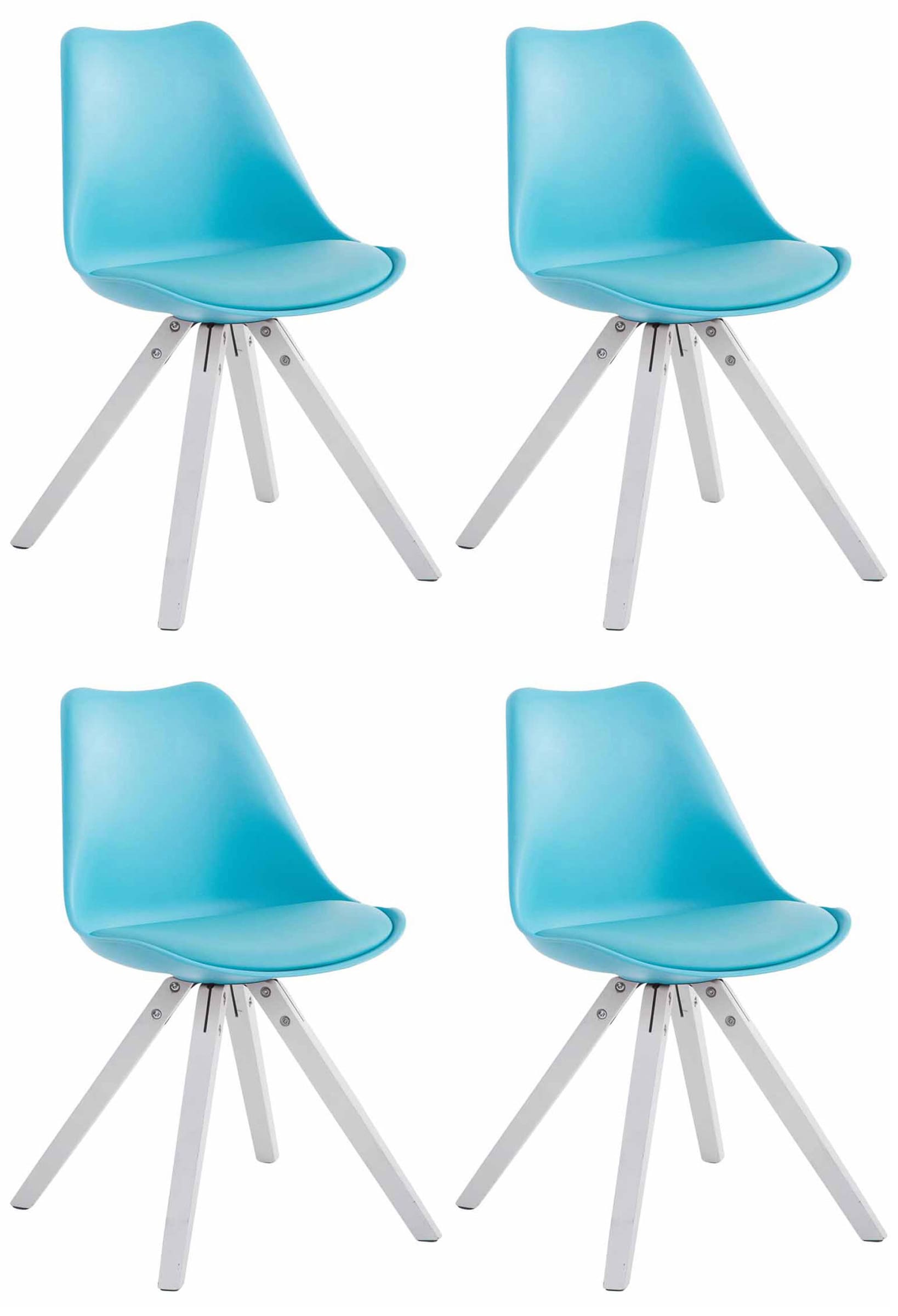 4er Set Stühle Toulouse Kunstleder Square blau weiß (eiche)