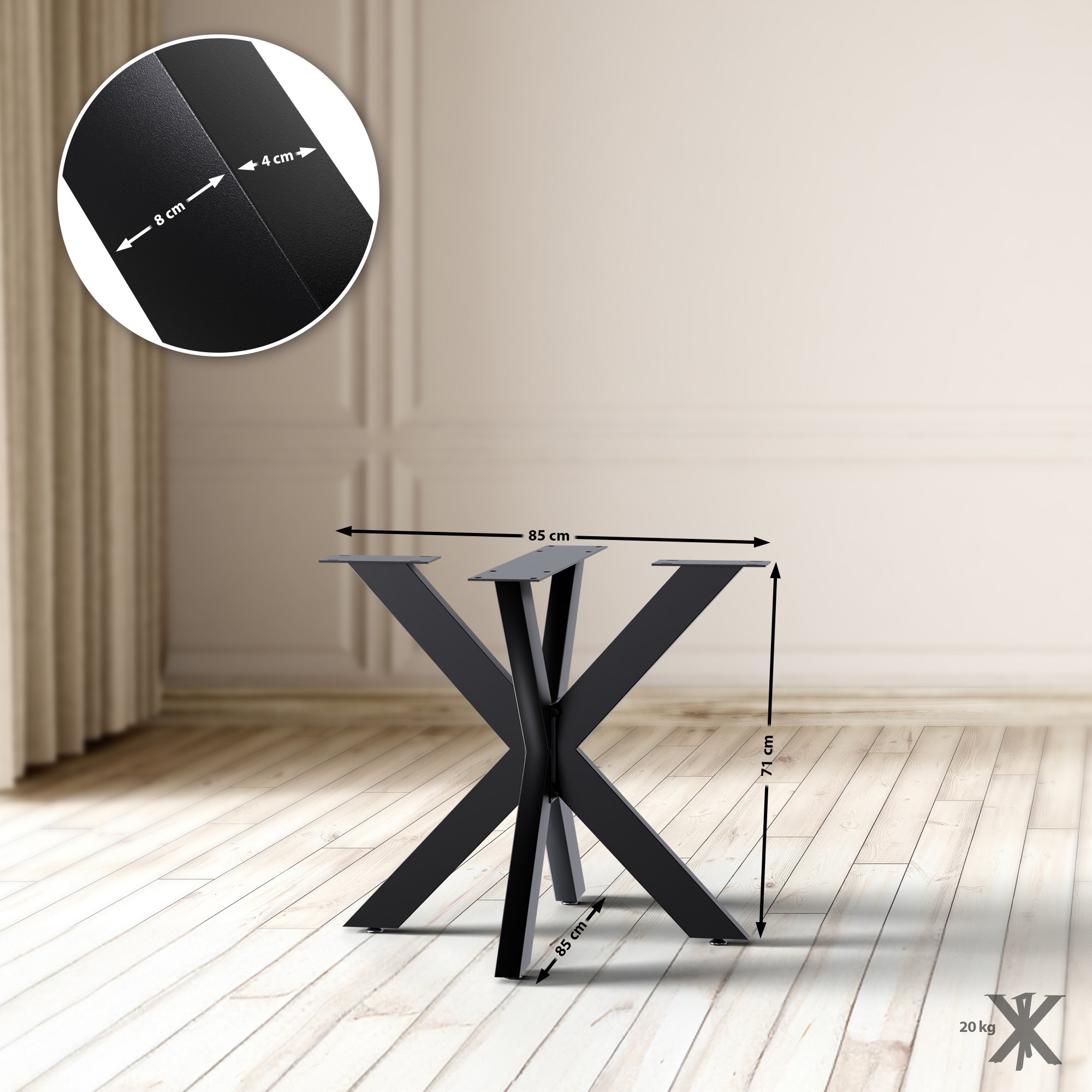 Tischbeine Biloxi schwarz 85x85 cm