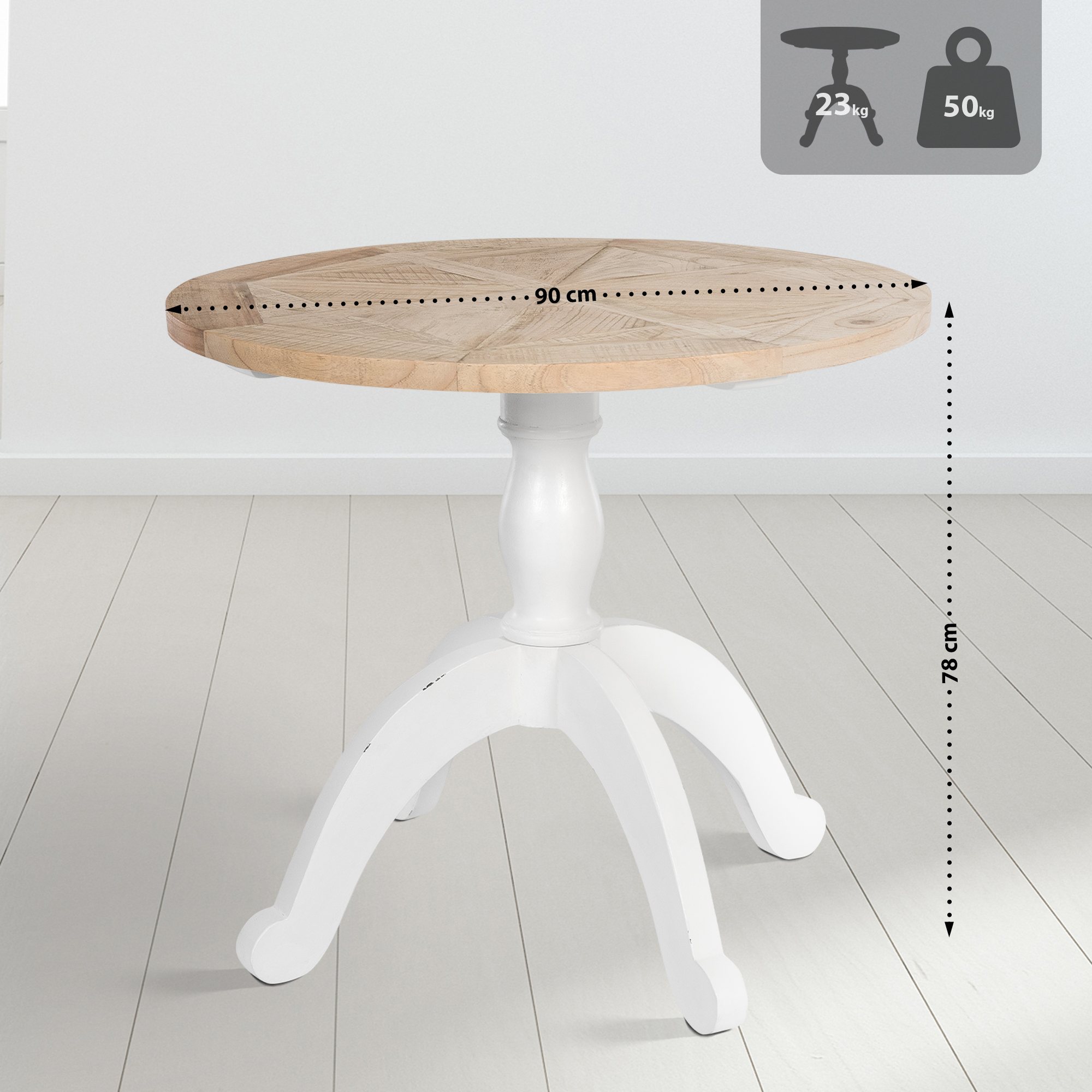Esstisch Roswell 90 cm natura/weiß