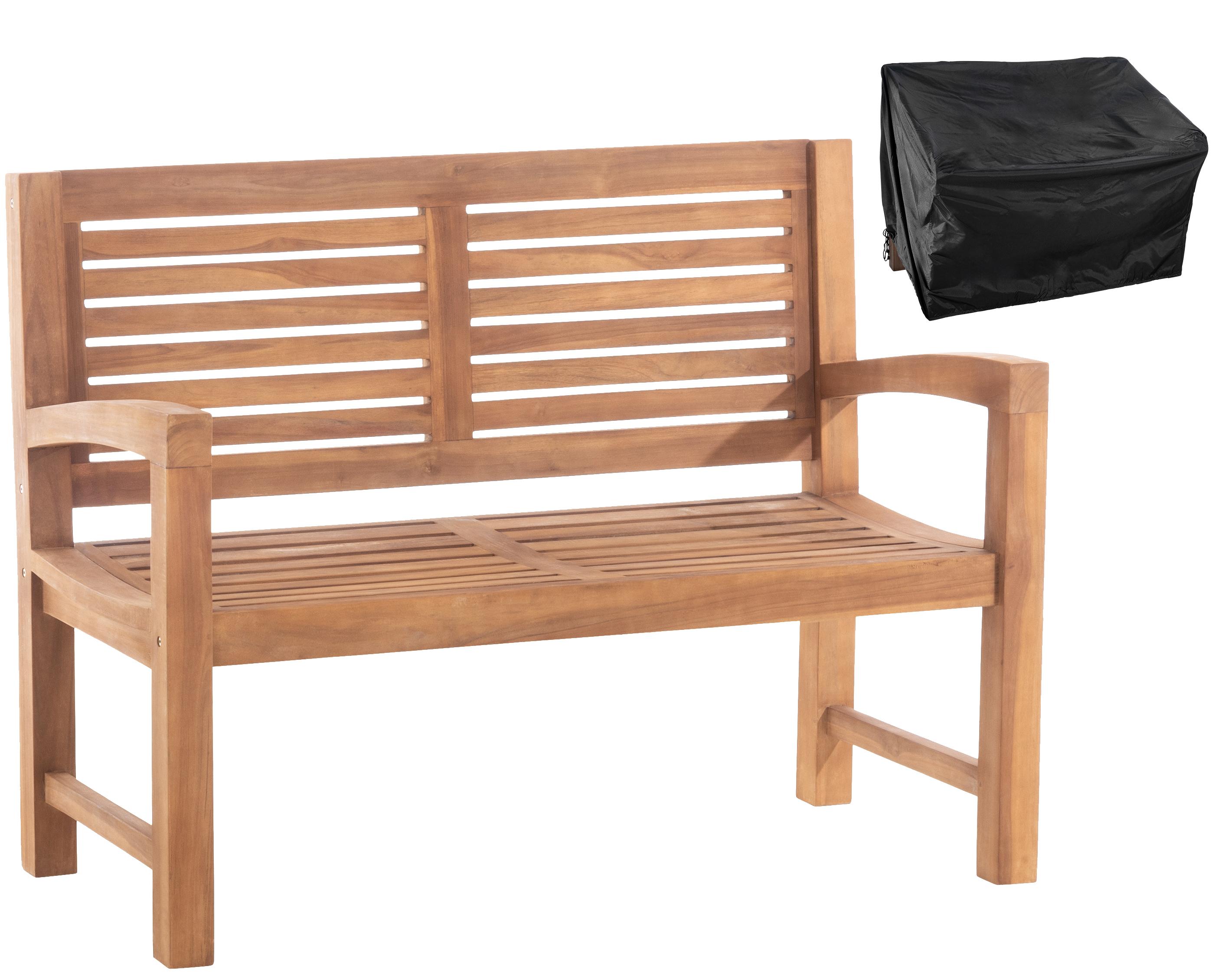 Teakbank 120 cm mit Abdeckhaube Halden