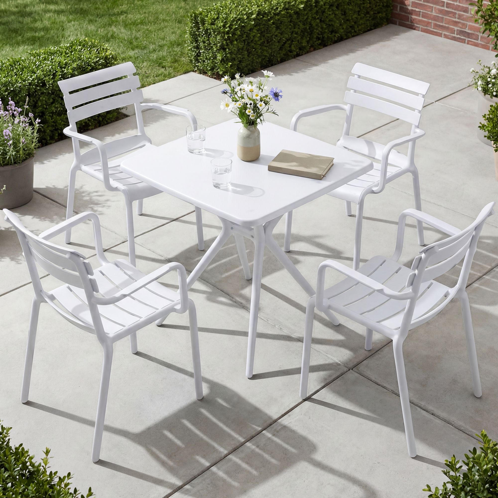 Gartenmöbel-Set Avena mit 4 Stühlen weiß