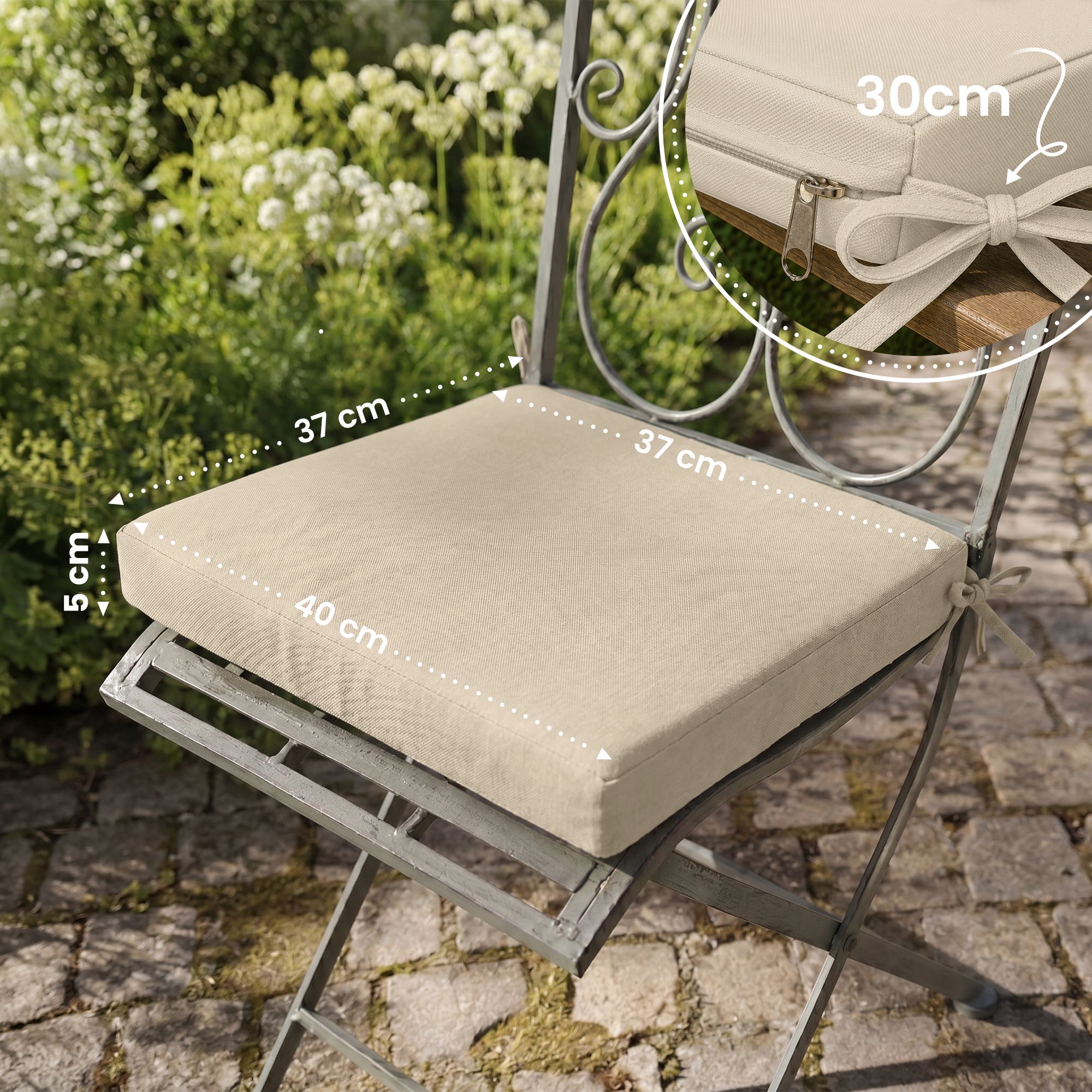 Sitzkissen für Gartenstuhl Sibell oder Kiran creme
