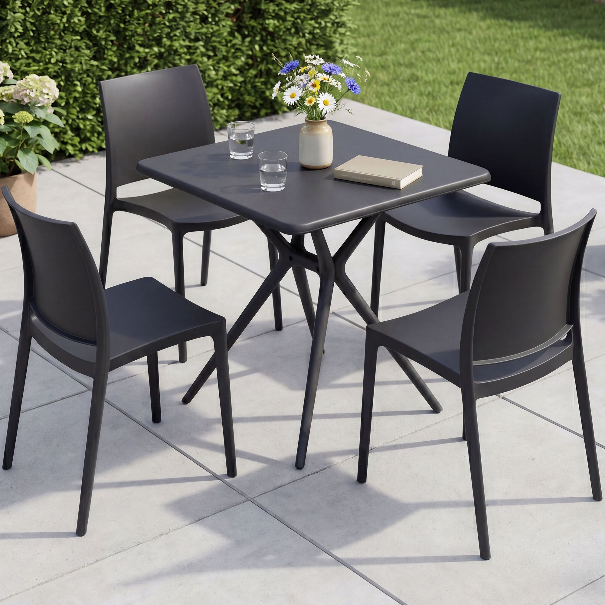 Gartenmöbel-Set Amino mit 4 Stühlen schwarz