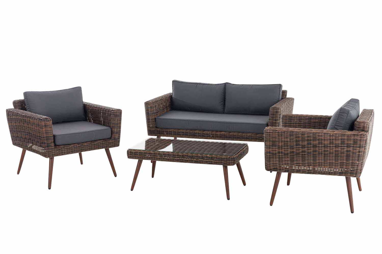 Loungeset Kiruna 5mm Braun-meliert eisengrau 40 cm (Dunkelbraun)