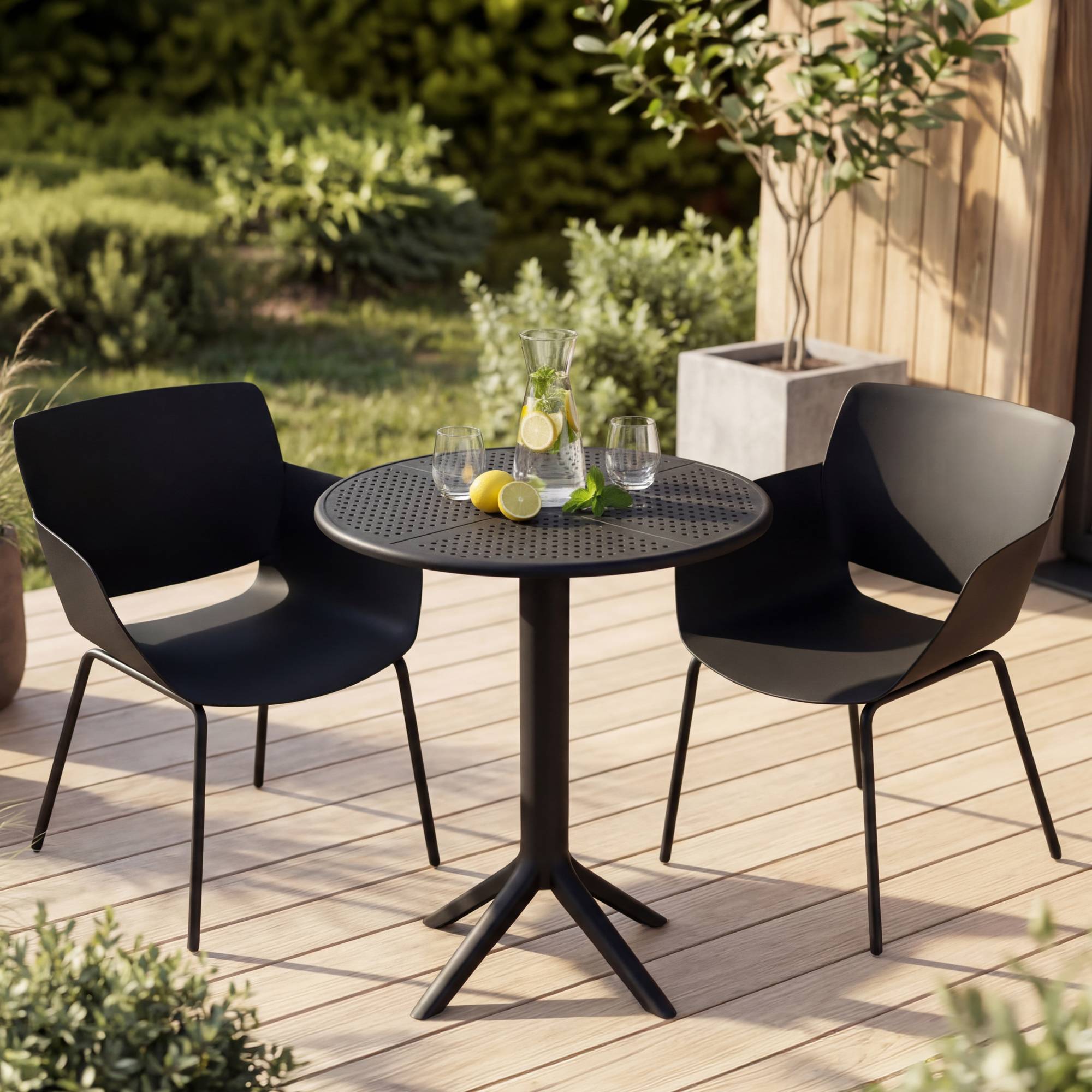 Gartenmöbel-Set Siora mit 2 Stühlen schwarz