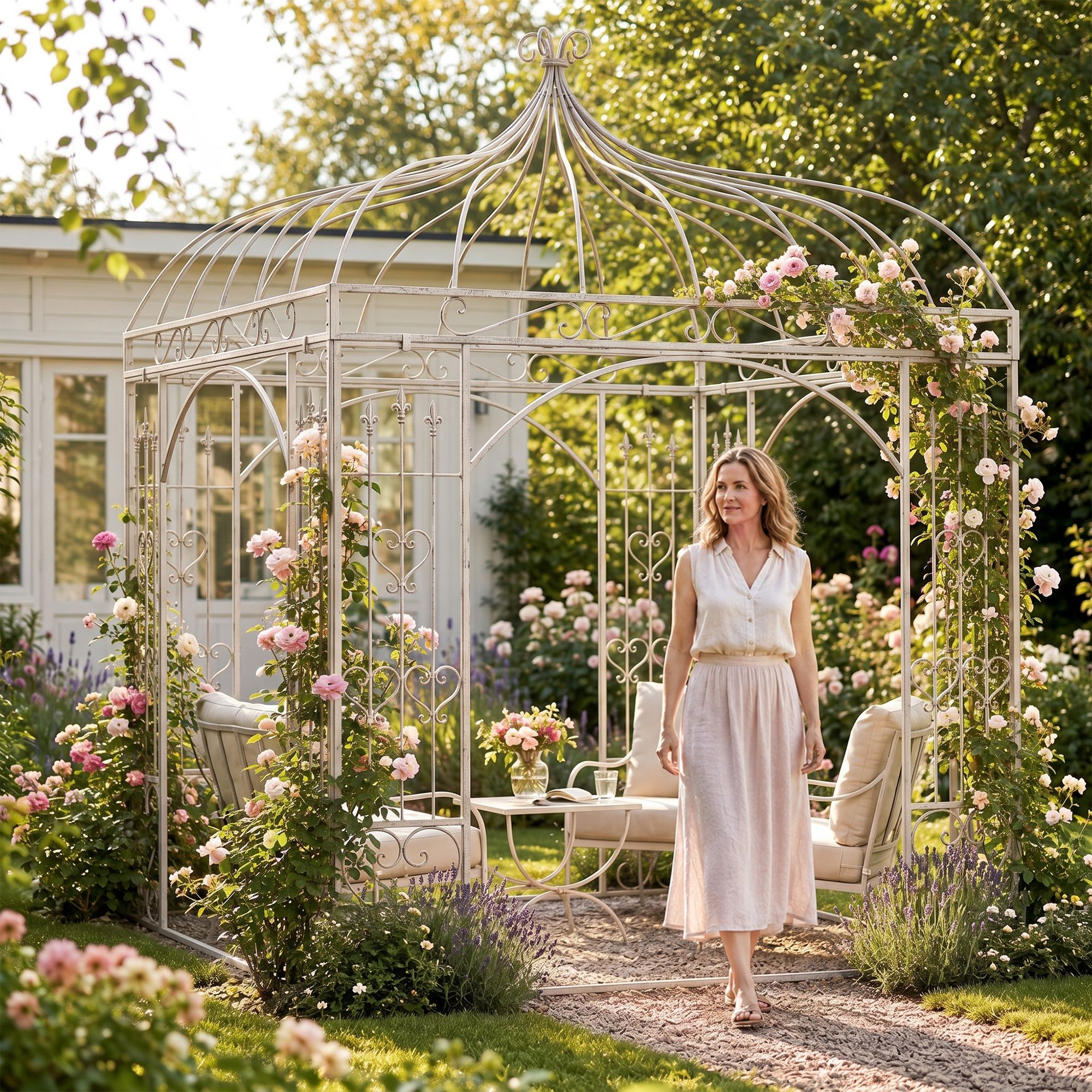 Rosenpavillon Manja antik weiß