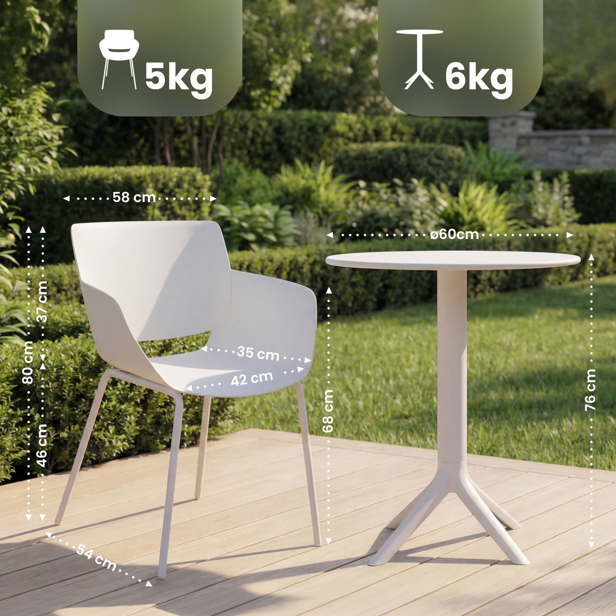 Gartenmöbel-Set Siora mit 2 Stühlen weiß