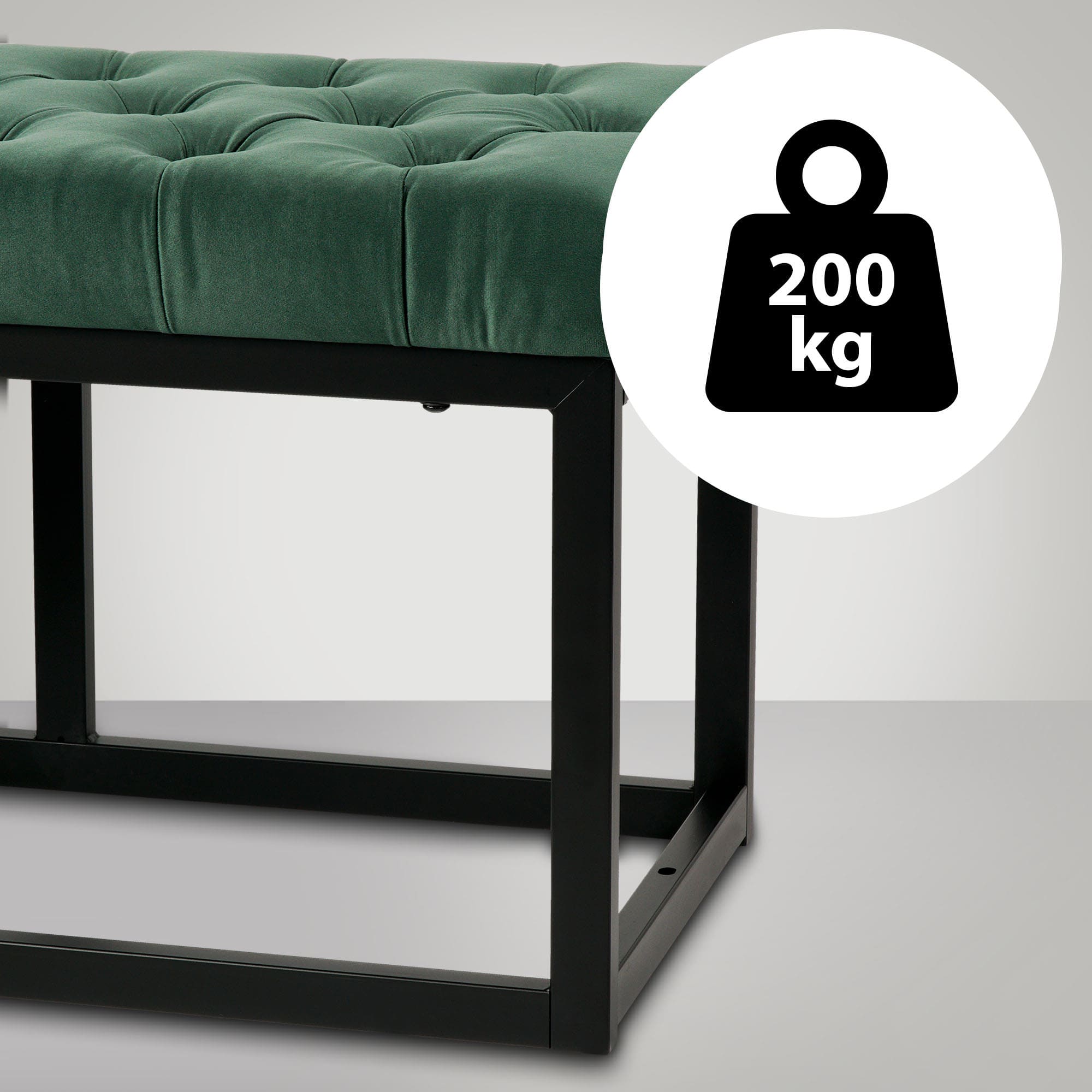 Sitzbank Polson Samt Schwarz grün 150 cm