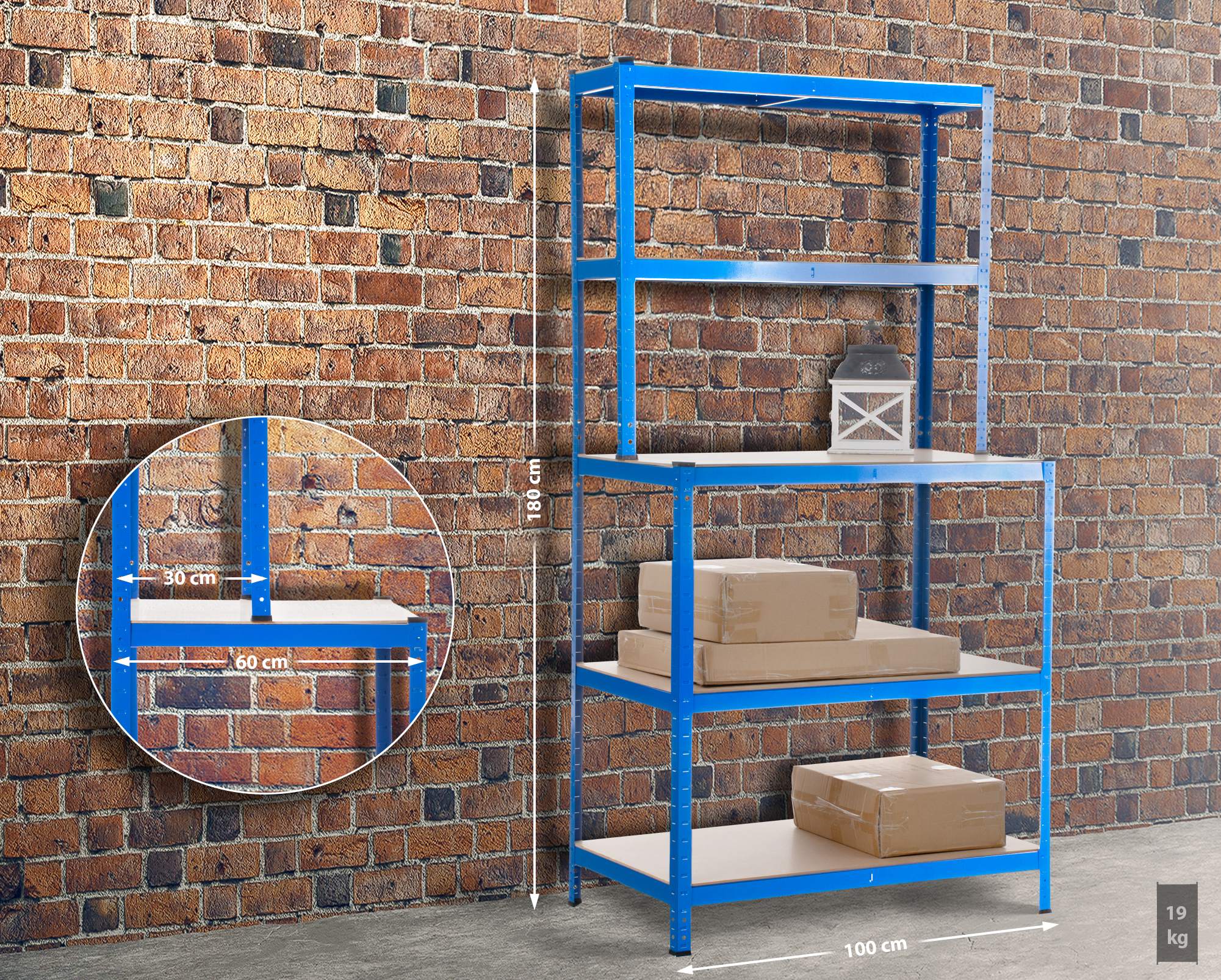 Steckregal mit Werkbank blau