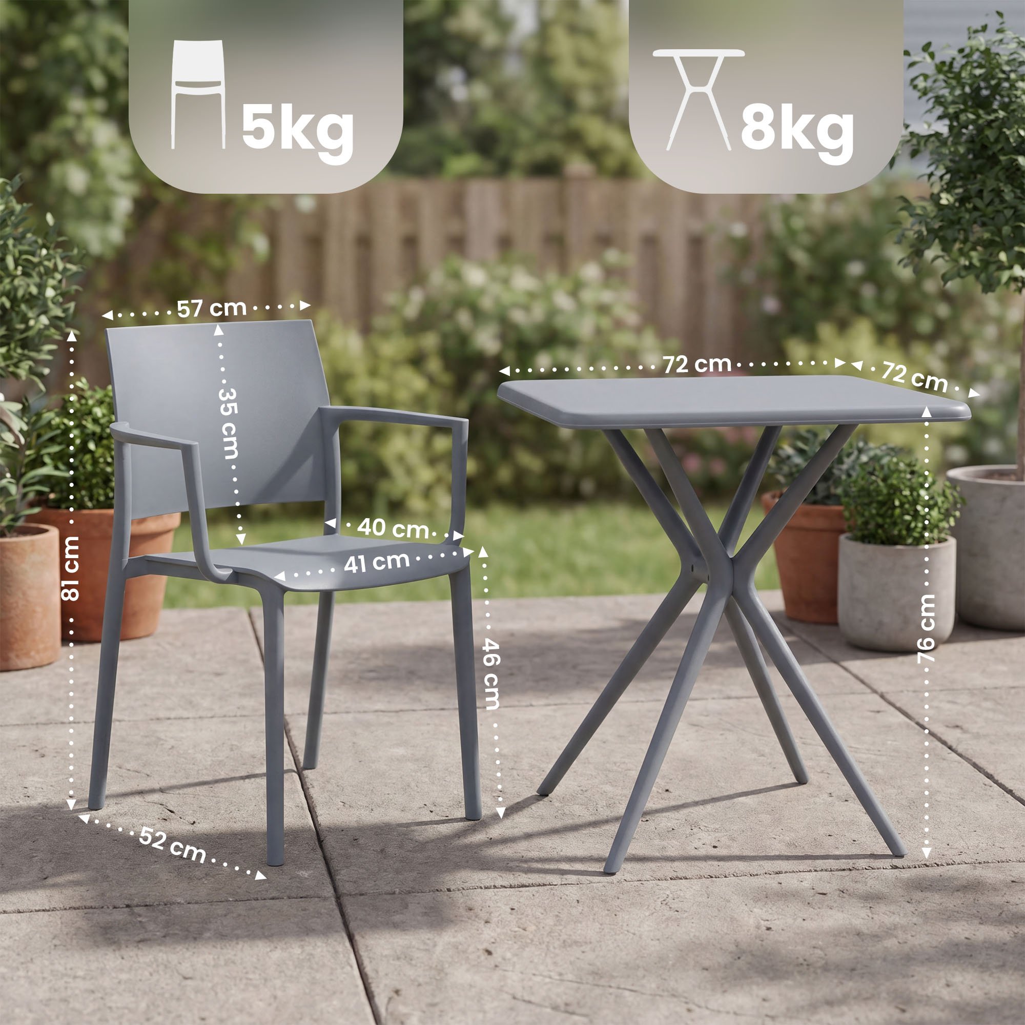 Gartenmöbel-Set Pula grau