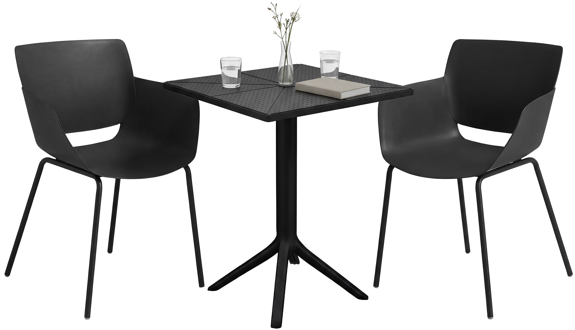 Gartenmöbel-Set Norva mit 2 Stühlen schwarz
