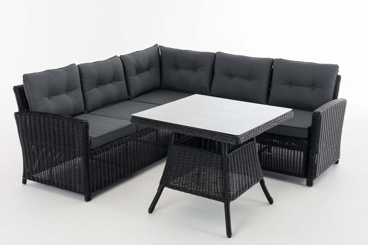 Polyrattan Gartengarnitur Sierra 5 mm schwarz eisengrau
