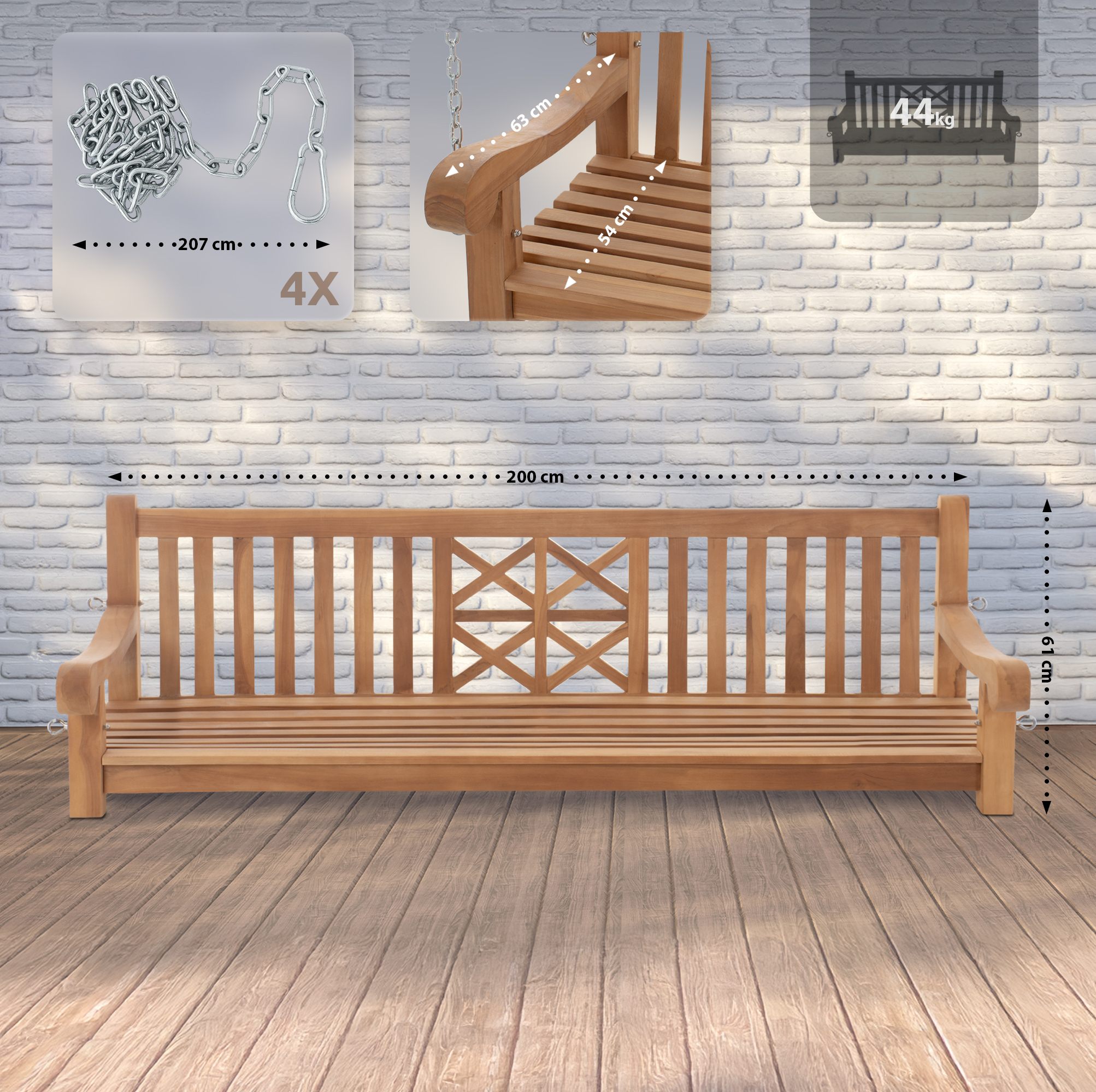 Schaukelbank Farm teak 200 cm