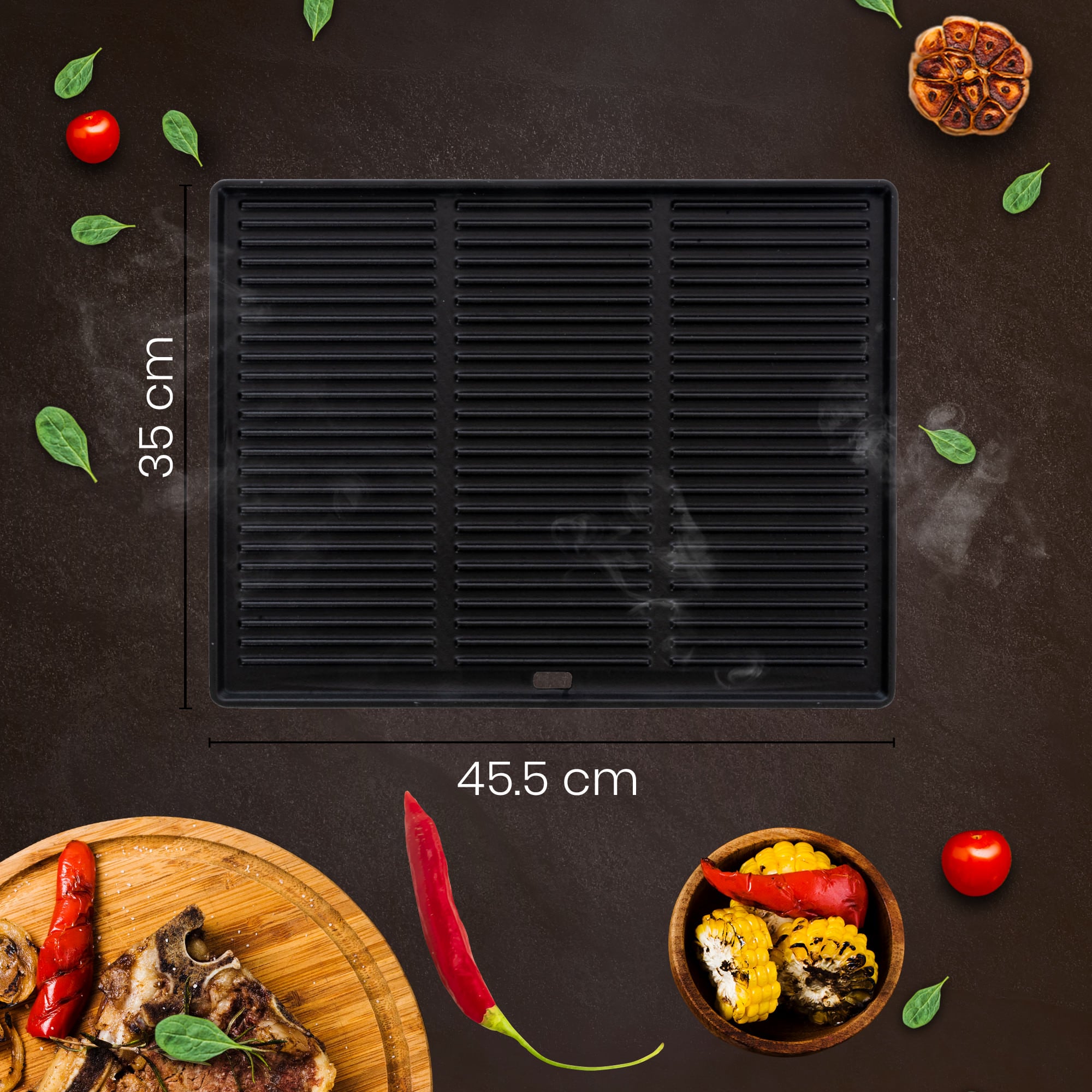 Grillplatte anthrazit 45,5 x 35 cm