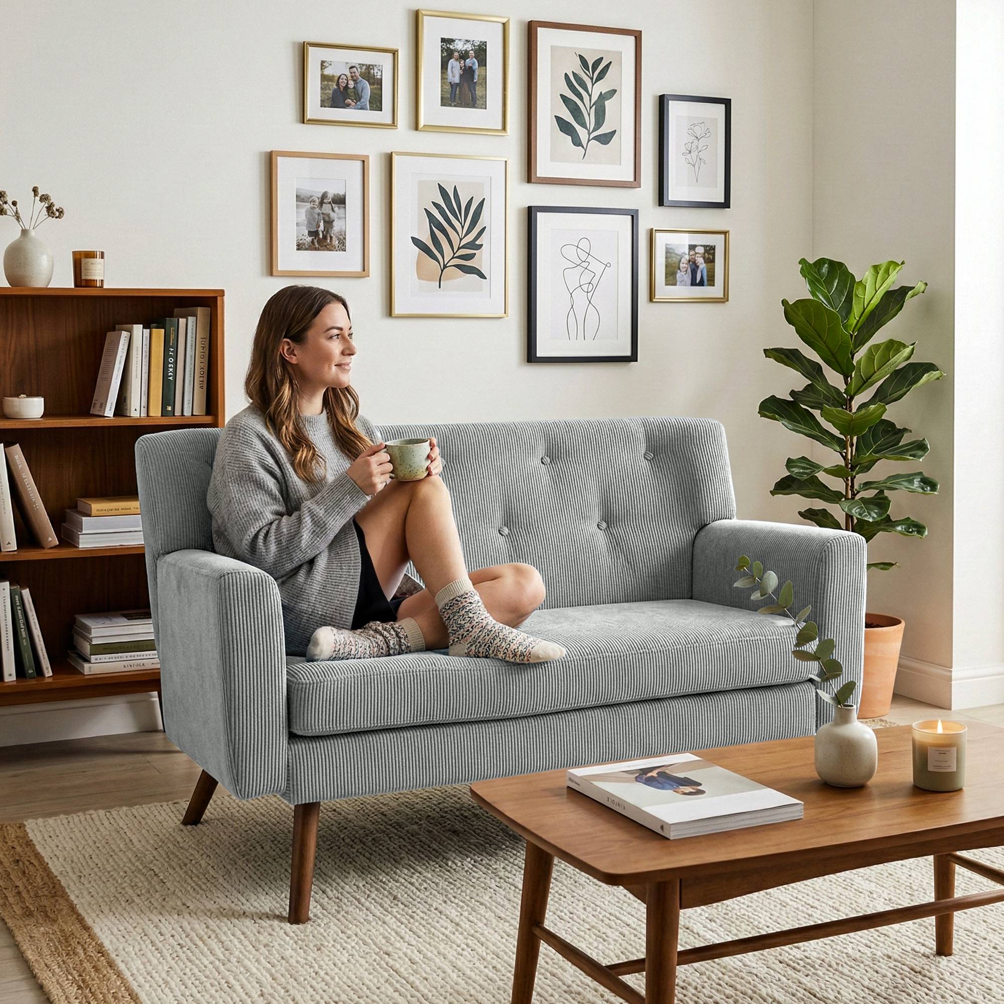 Sofa Kioni Cord grau