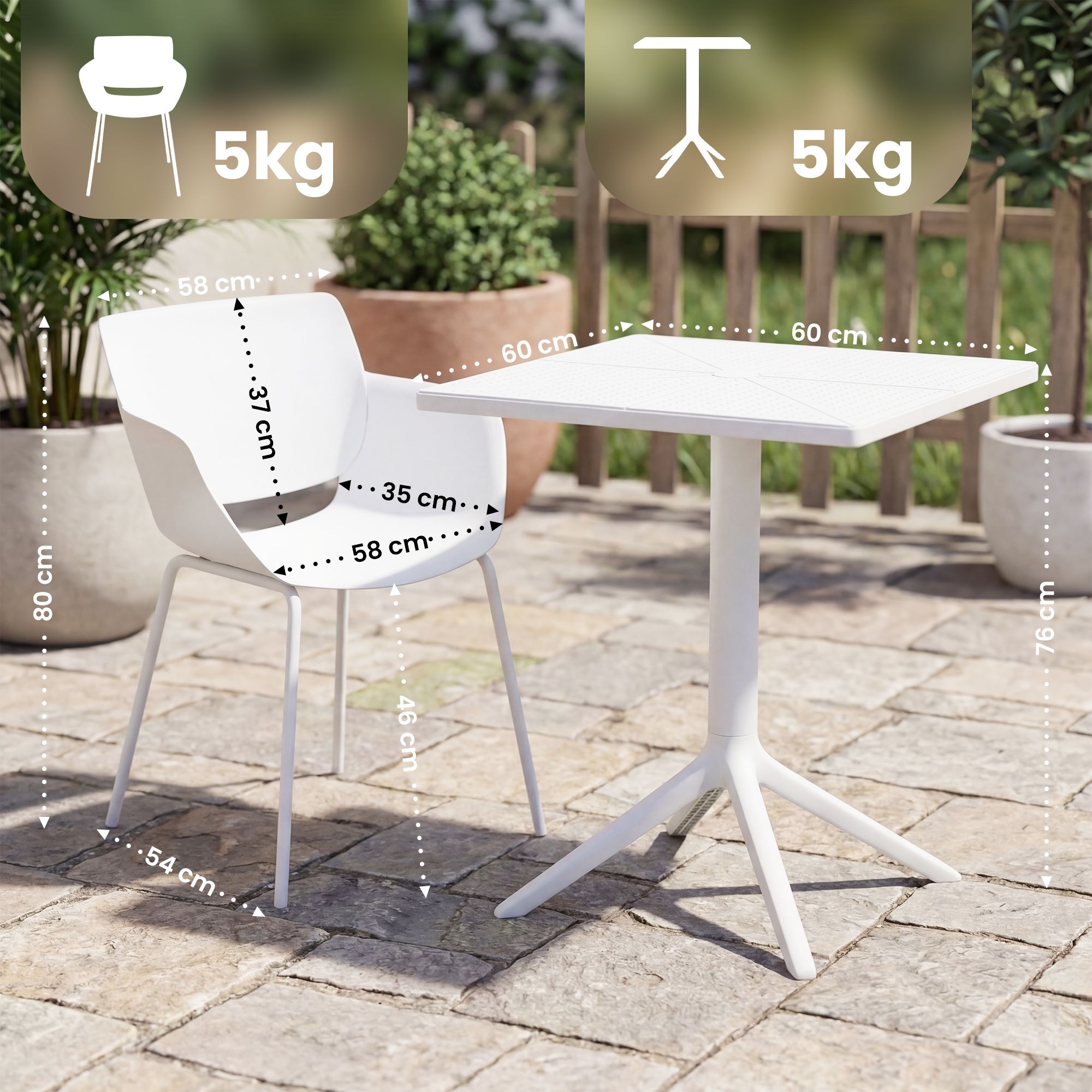 Gartenmöbel-Set Norva mit 2 Stühlen weiß
