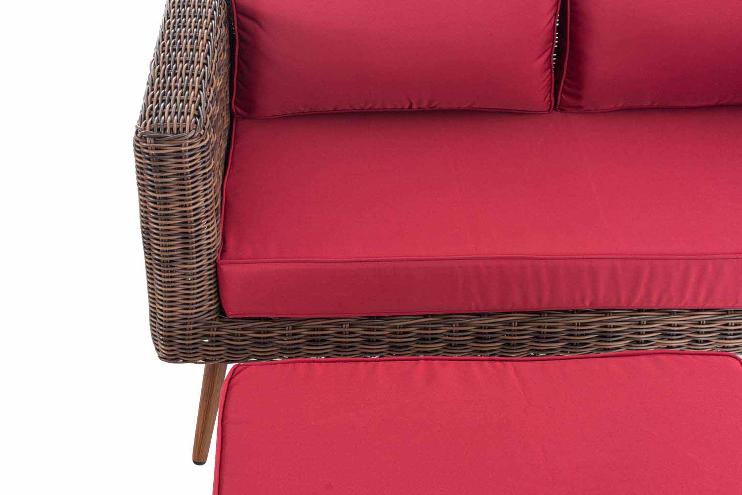 2er Sofa Molde mit Fußhocker 5mm Braun-meliert rubinrot 40 cm (Dunkelbraun)