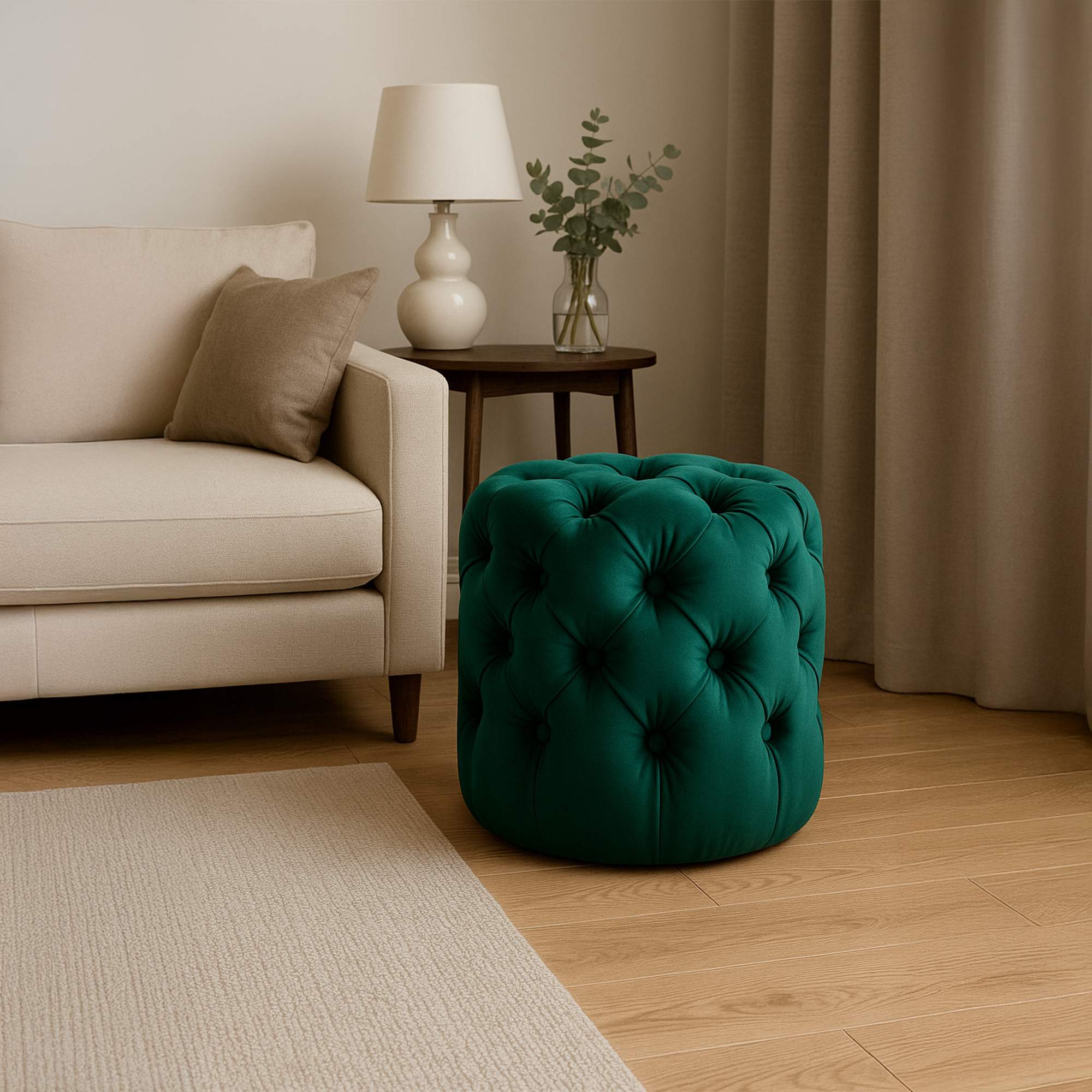 Sitzhocker Drancy Samt dunkelgrün M