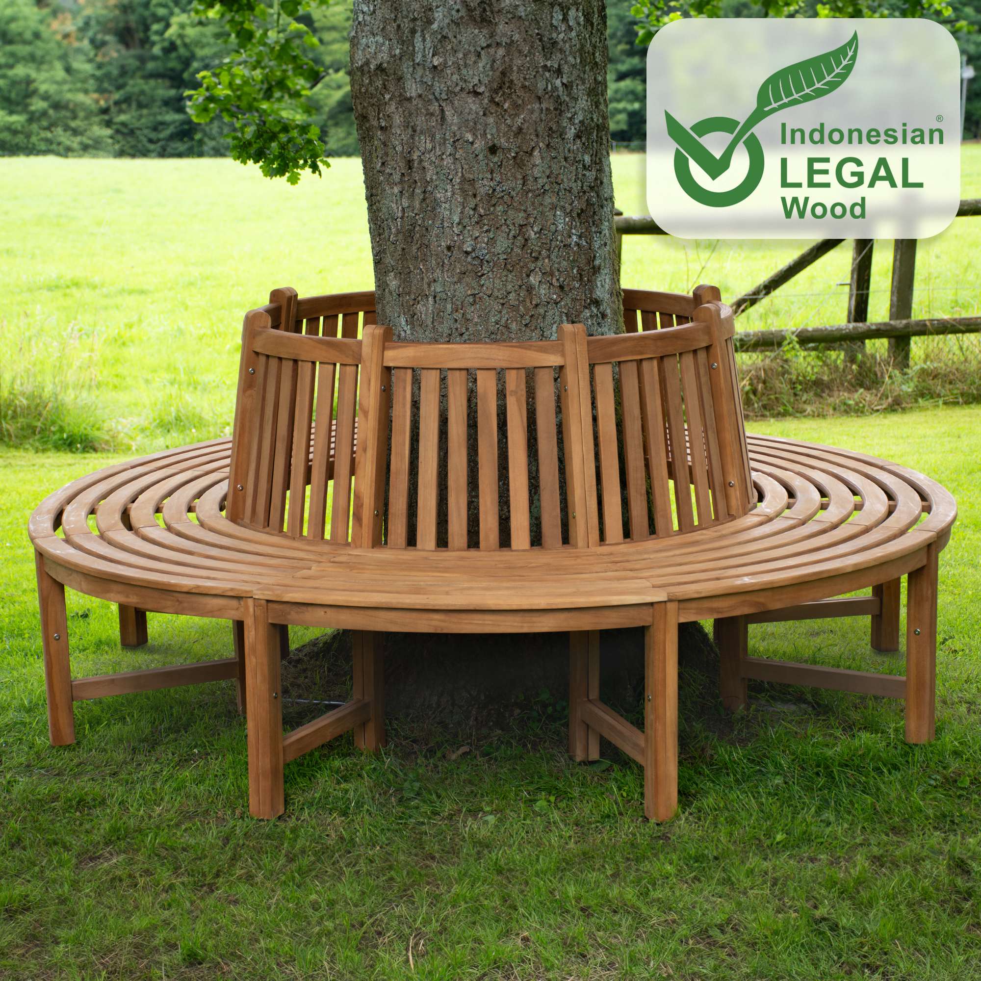 Baumbank Teak Nila mit Rückenlehne braun