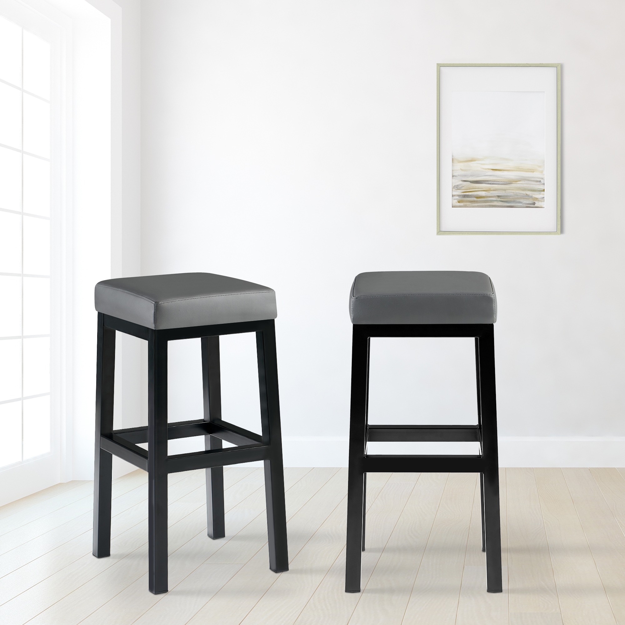 Barhocker Taylor Kunstlederbezug Sitzhöhe 78 cm Metallgestell schwarz grau