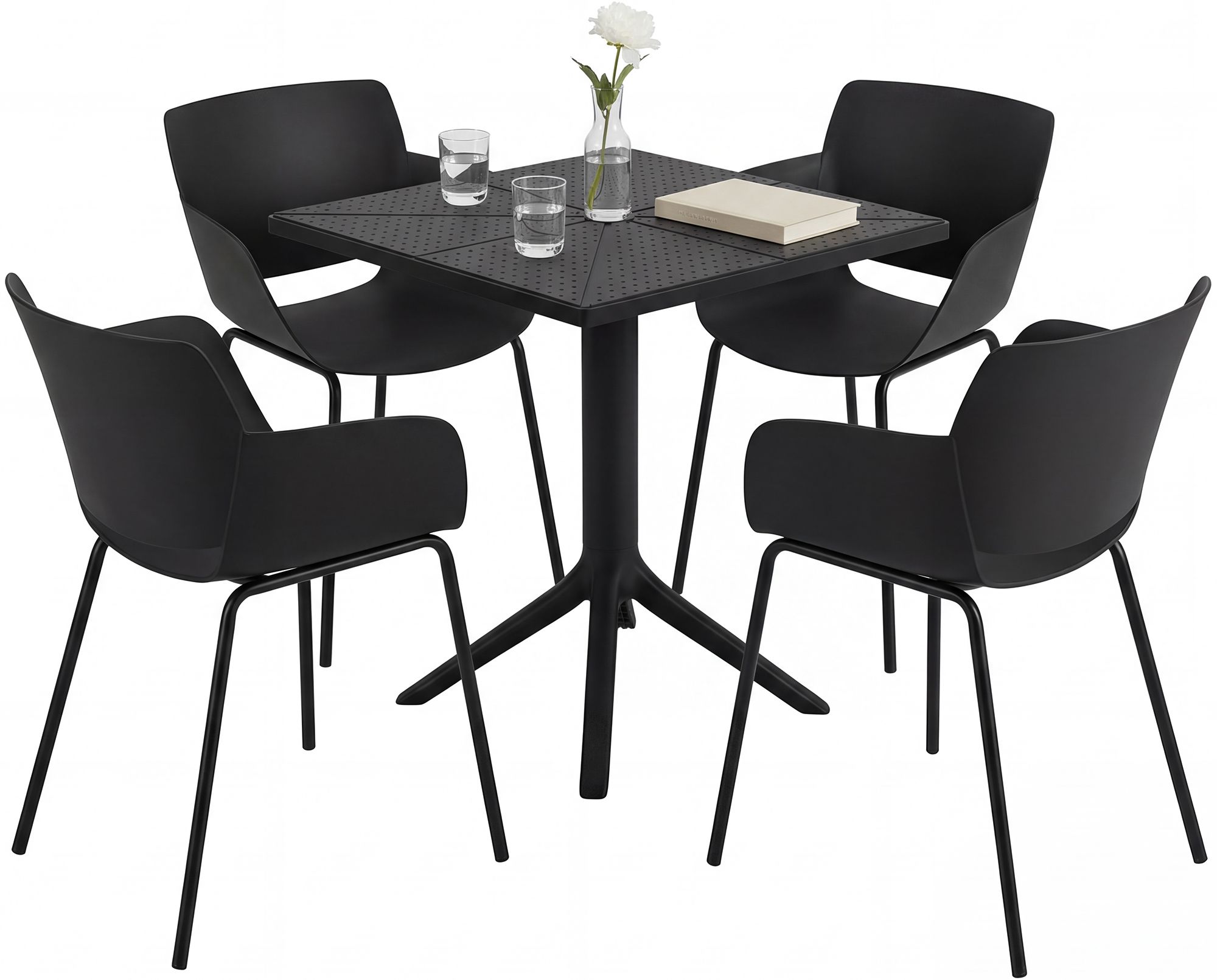Gartenmöbel-Set Norva mit 4 Stühlen schwarz